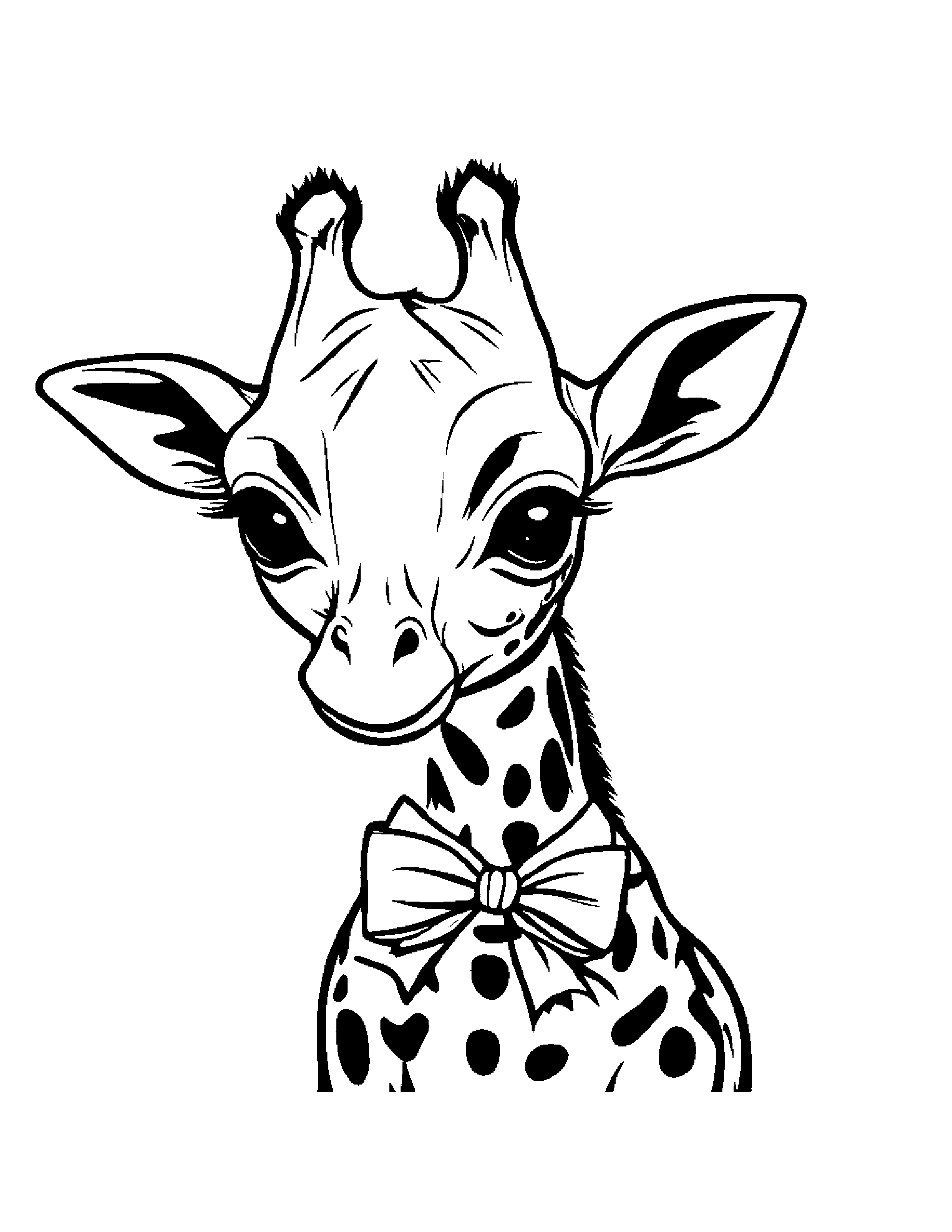 Cuddly Giraffe Calf Learning To Tie A Bow #3 Coloring Page (Free Printable PDF)
