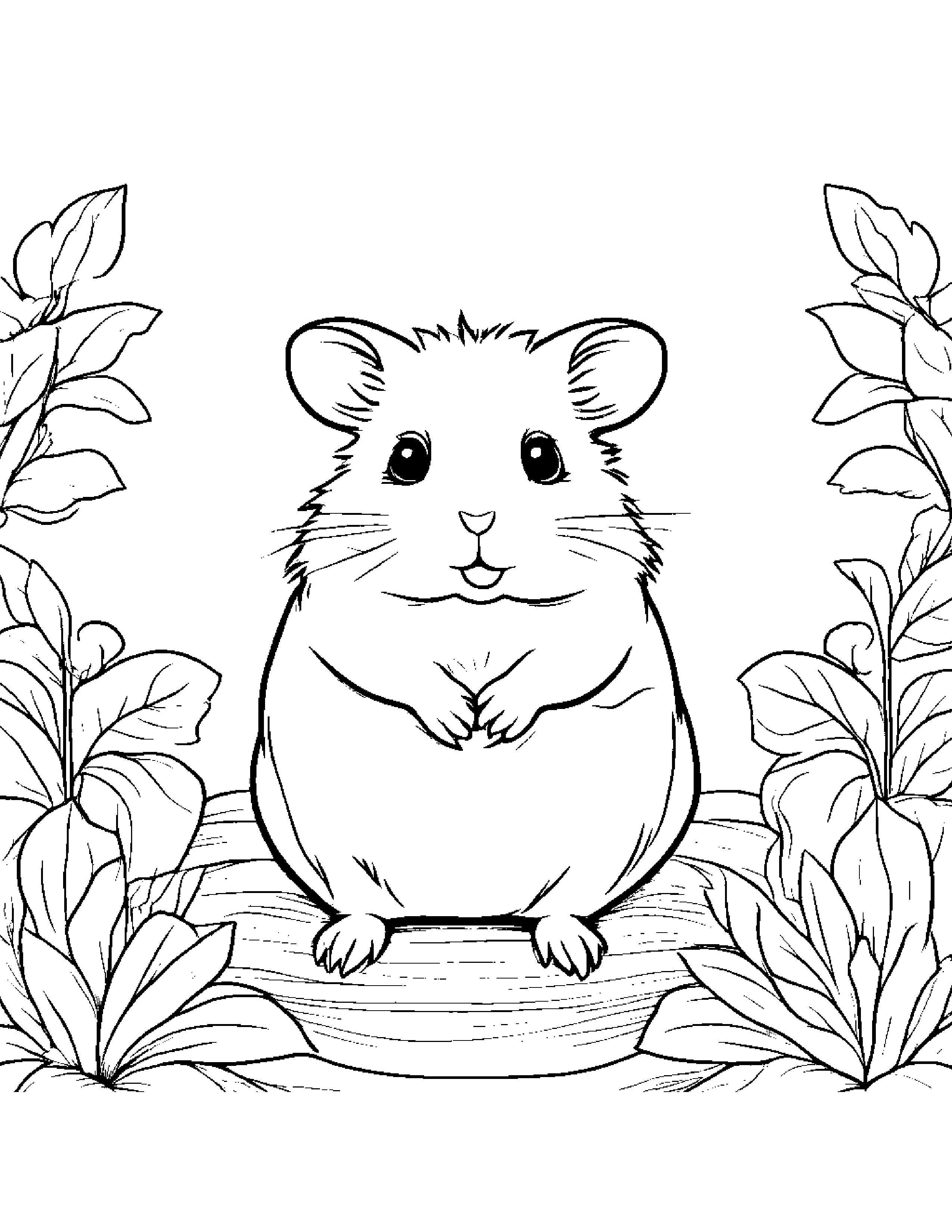 Cuddly Hamster Coloring Page (Free Printable PDF)