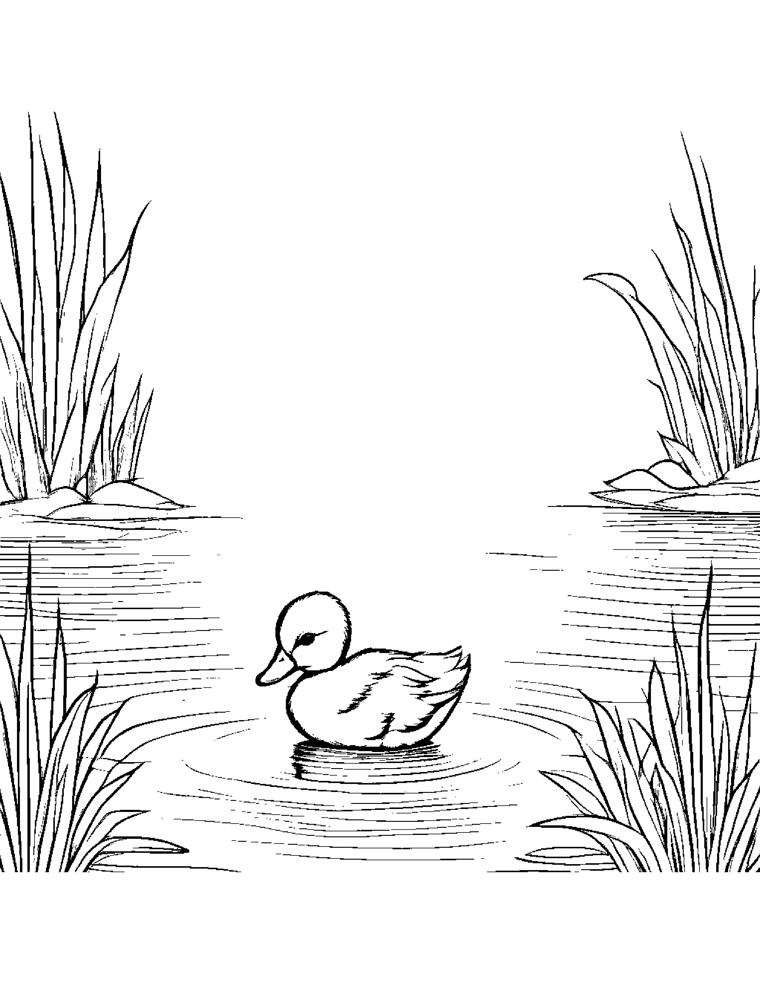 Curious Duckling #2 Coloring Page (Free Printable PDF)