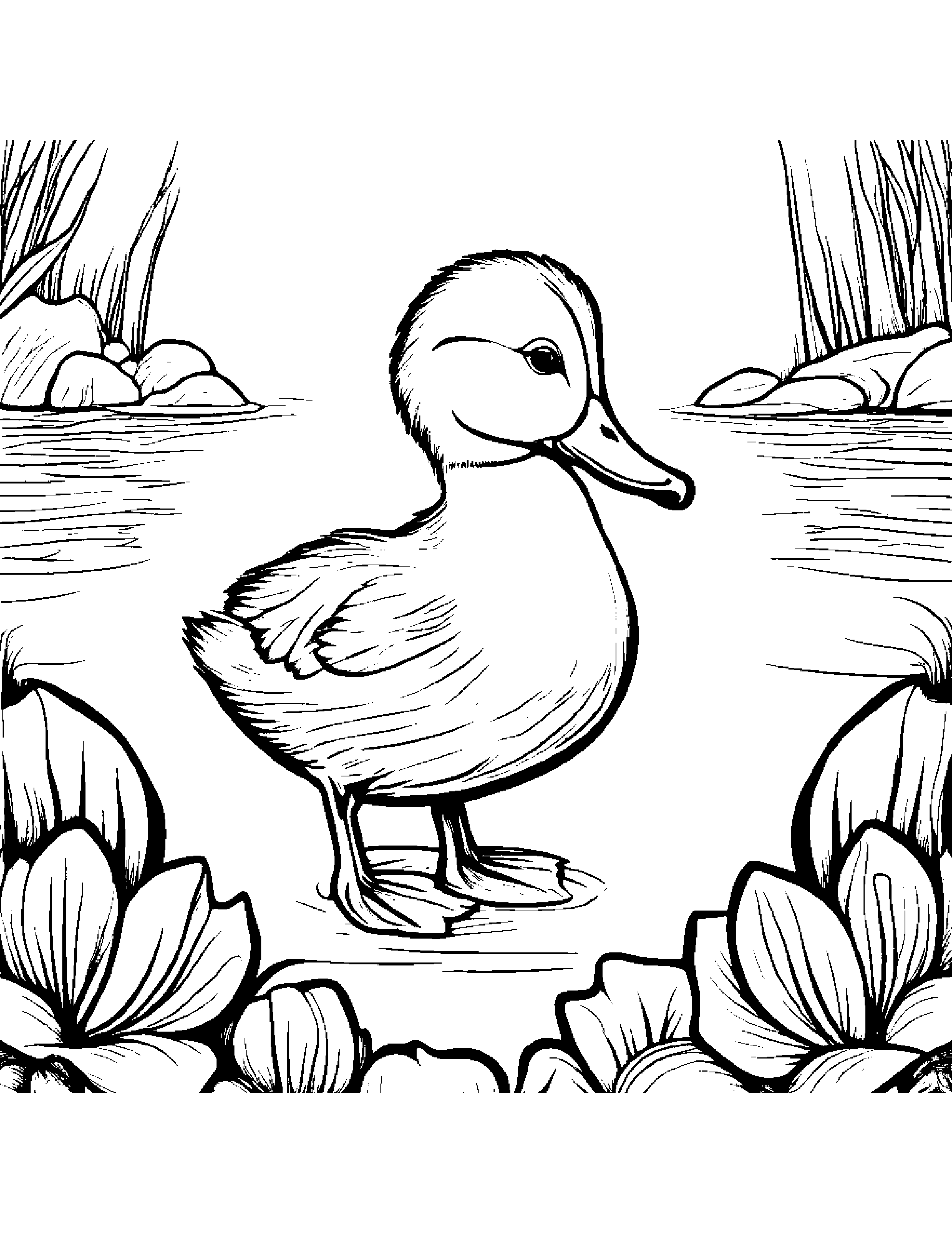 Curious Duckling #3 Coloring Page (Free Printable PDF)
