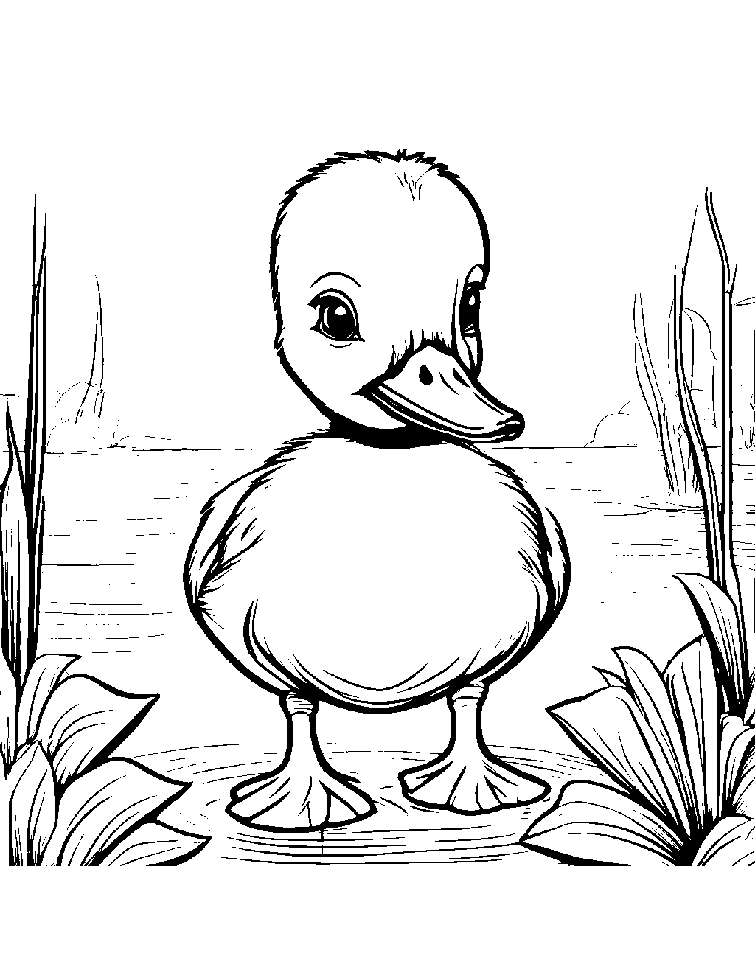 Curious Duckling #4 Coloring Page (Free Printable PDF)