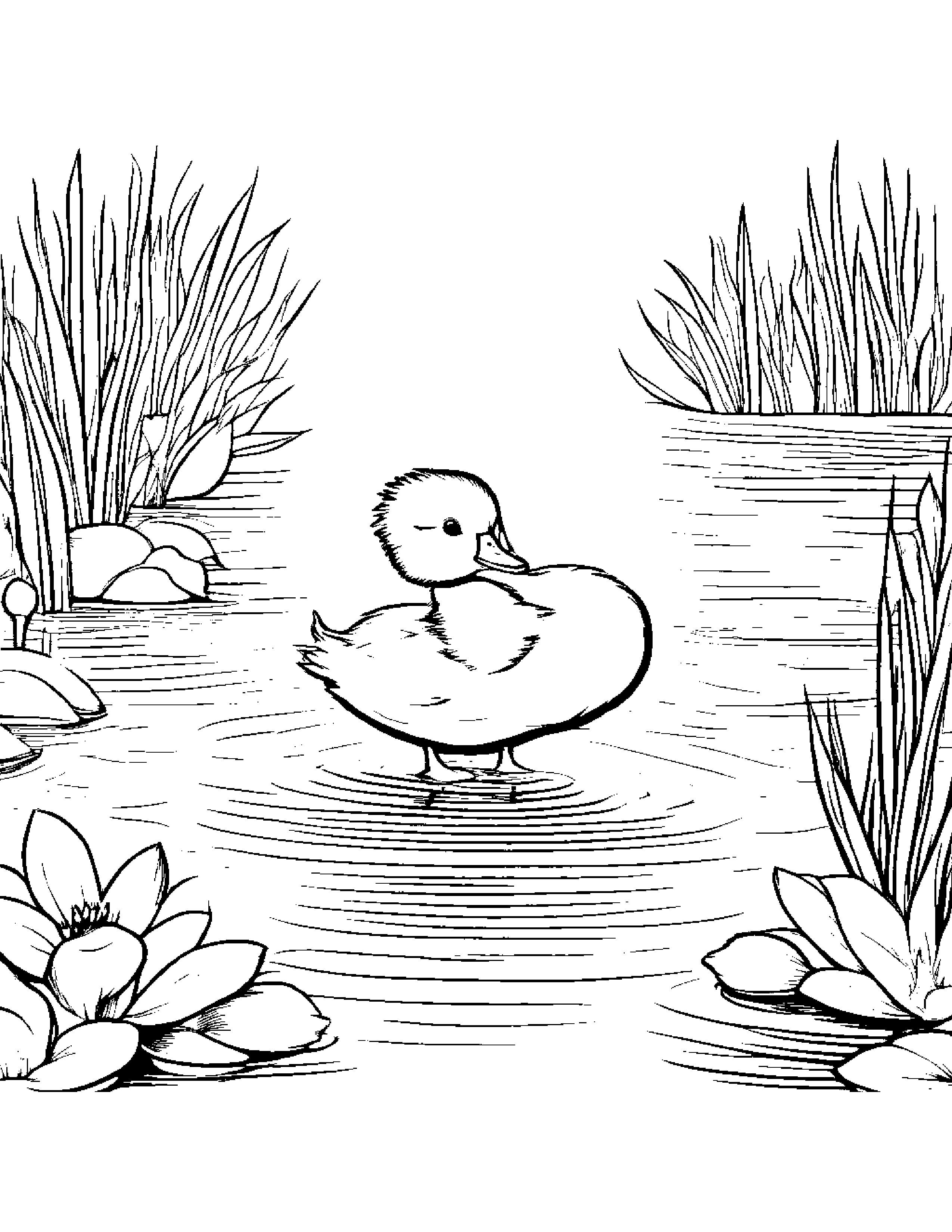 Curious Duckling #5 Coloring Page (Free Printable PDF)