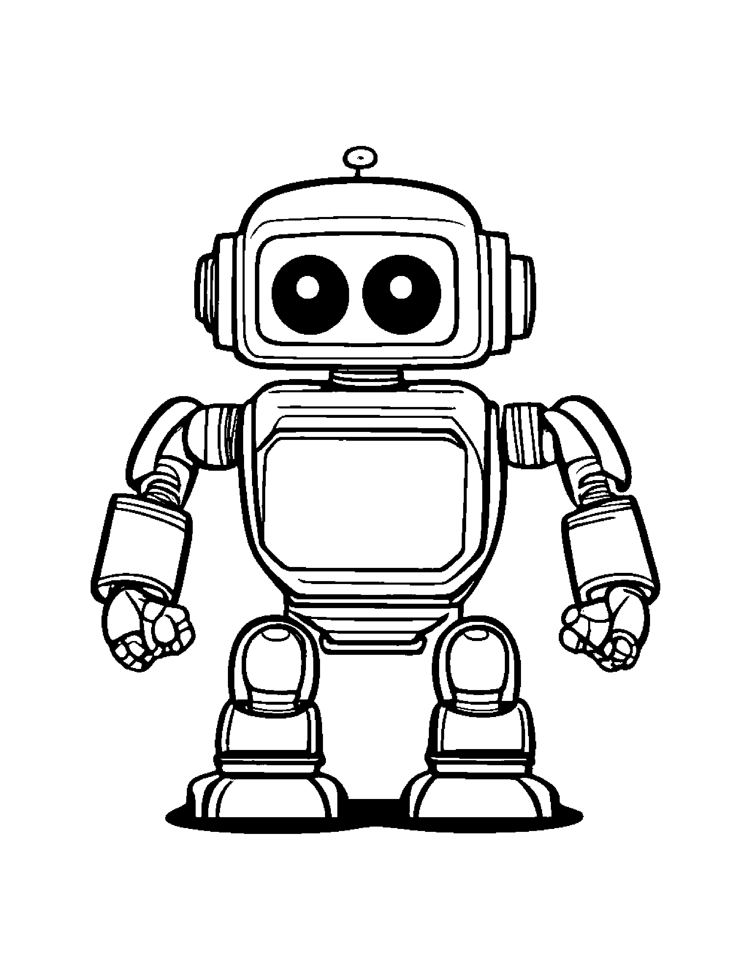 Curious Robot Buddy #2 Coloring Page (Free Printable PDF)