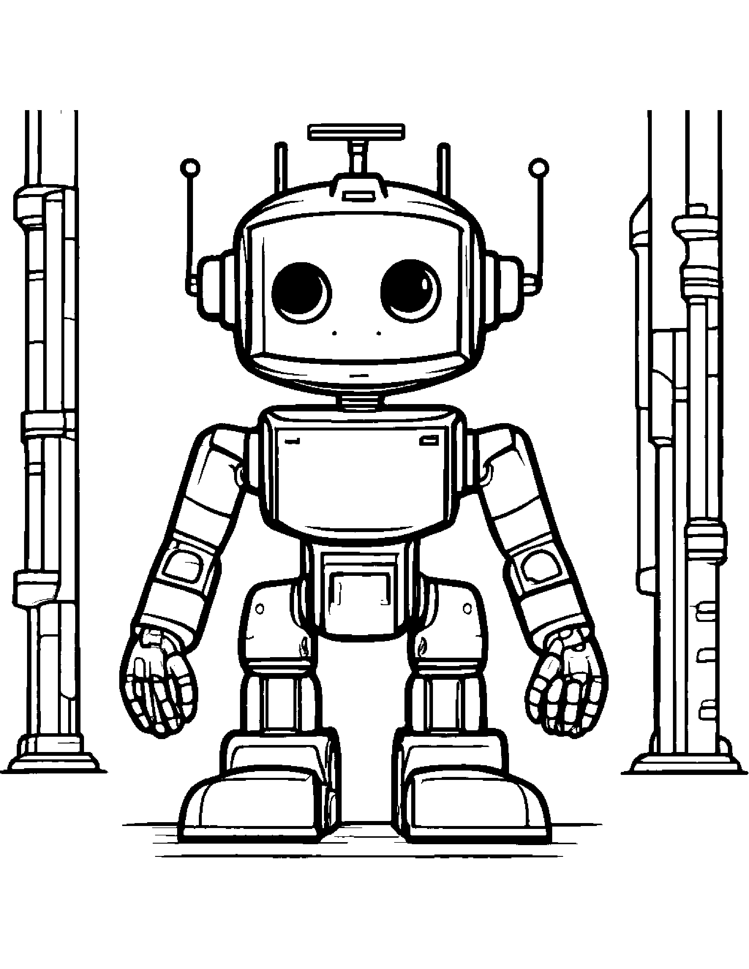 Curious Robot Buddy #3 Coloring Page (Free Printable PDF)
