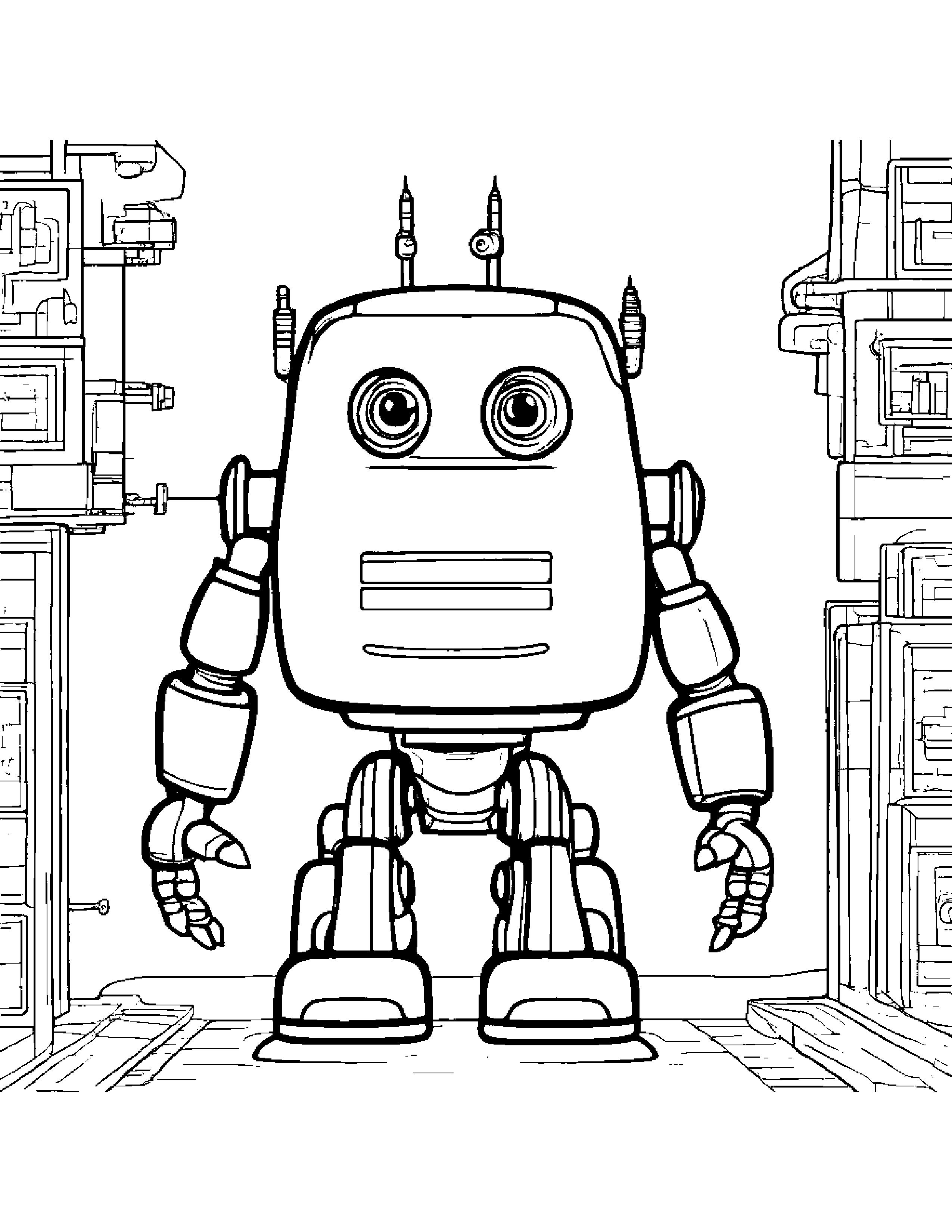 Curious Robot Buddy #4 Coloring Page (Free Printable PDF)