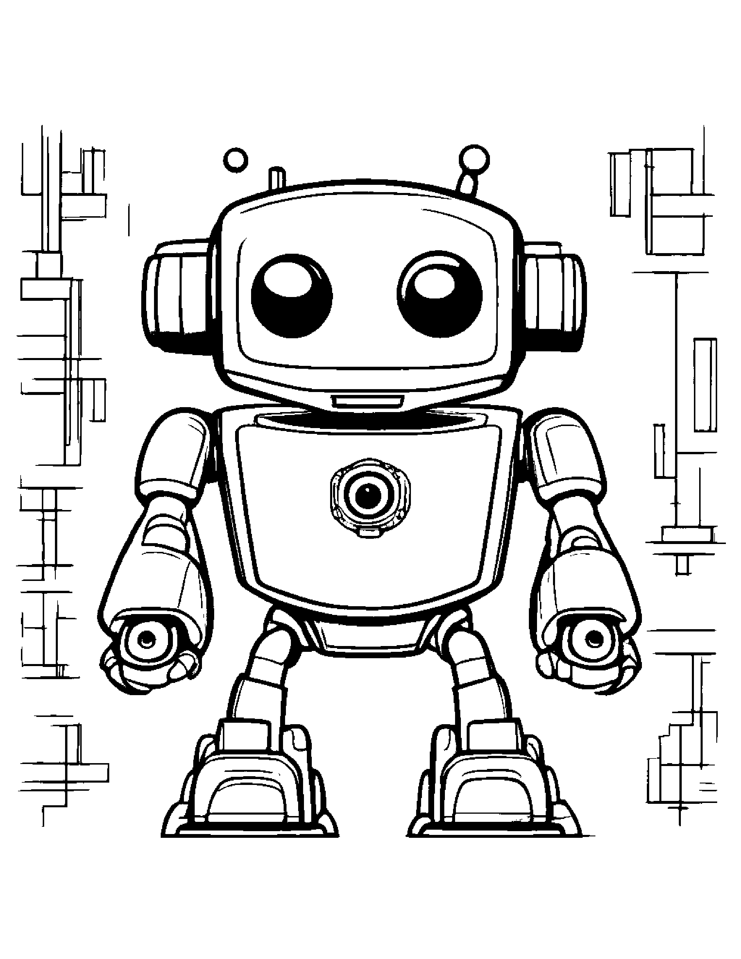 Curious Robot Buddy #5 Coloring Page (Free Printable PDF)