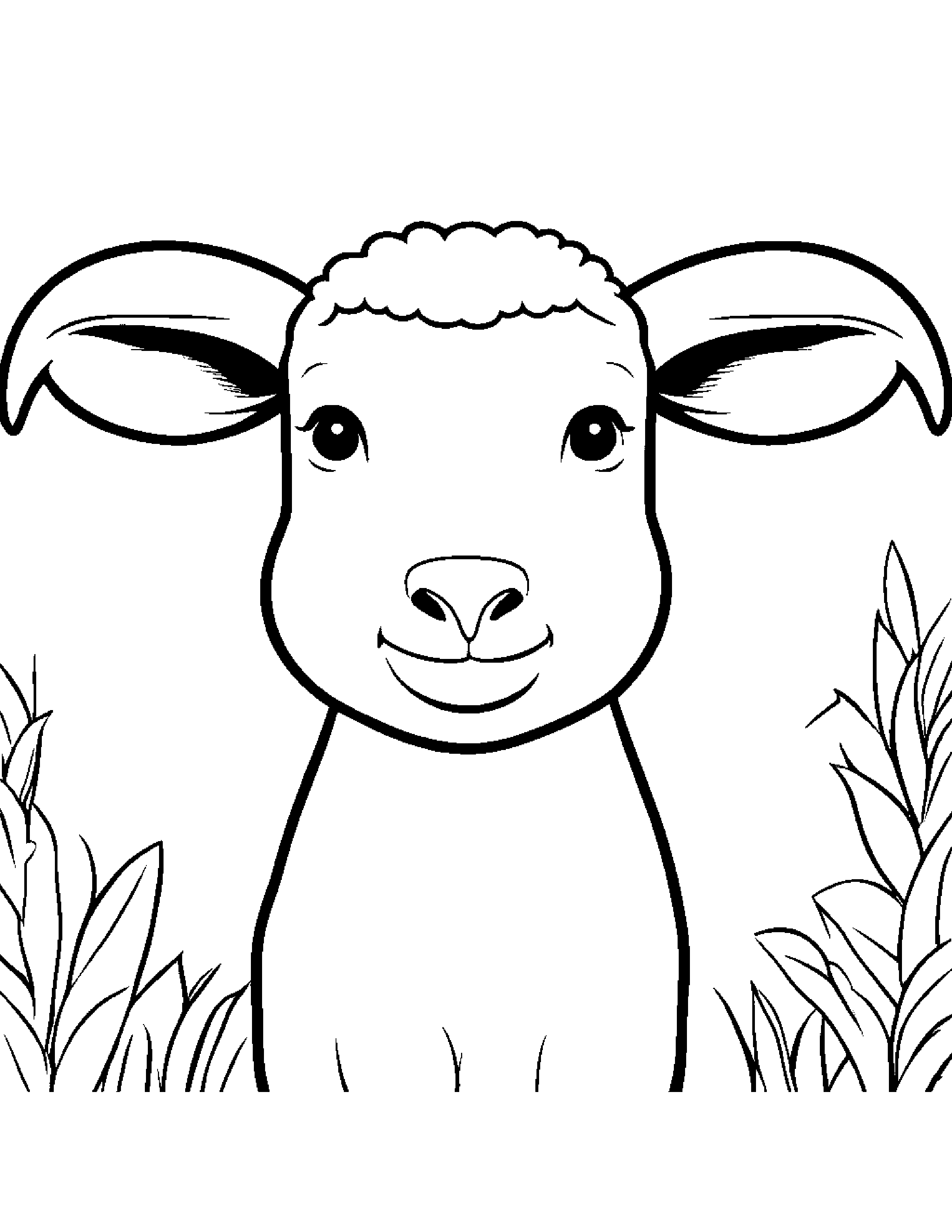 Friendly Lamb Smiling #4 Coloring Page (Free Printable PDF)