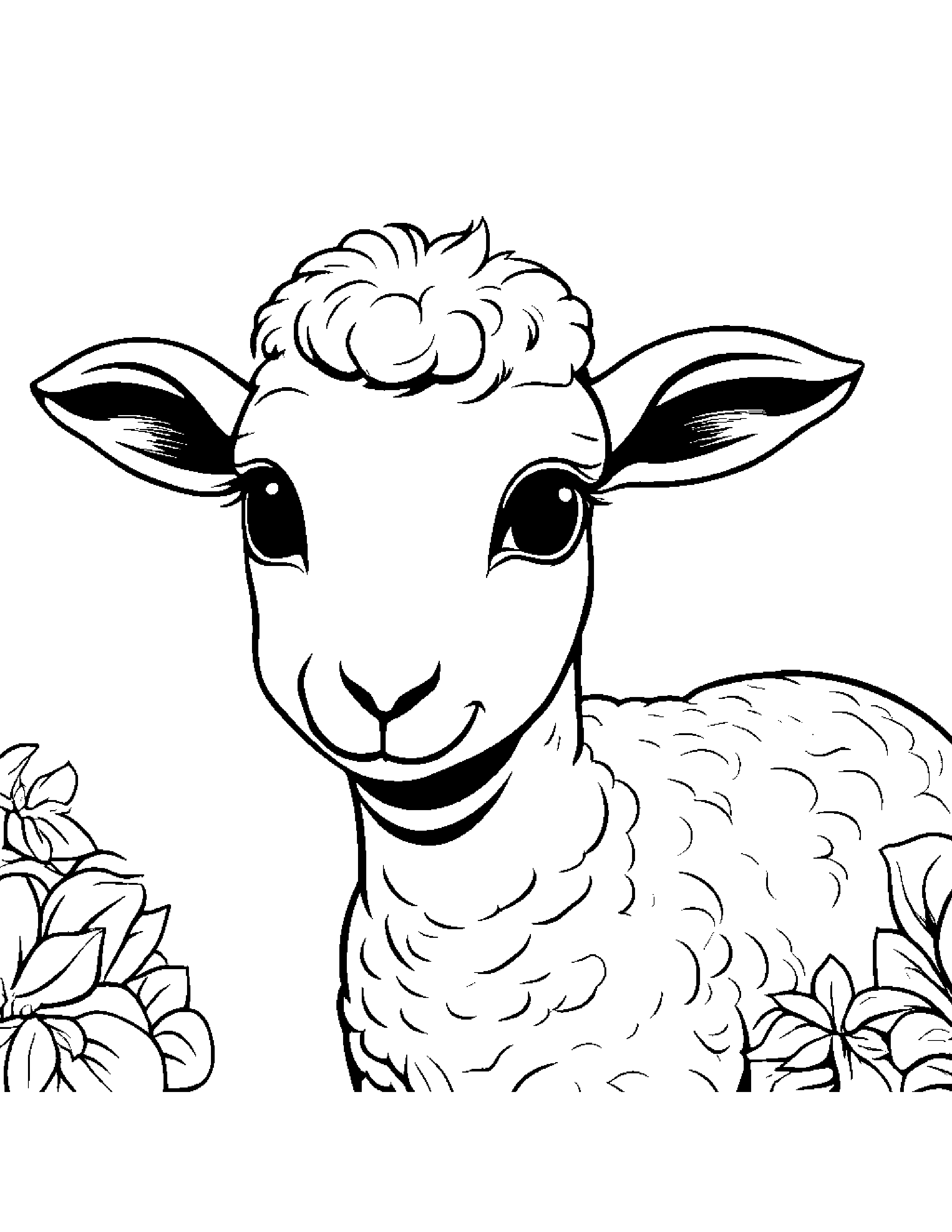 Friendly Lamb Smiling #5 Coloring Page (Free Printable PDF)