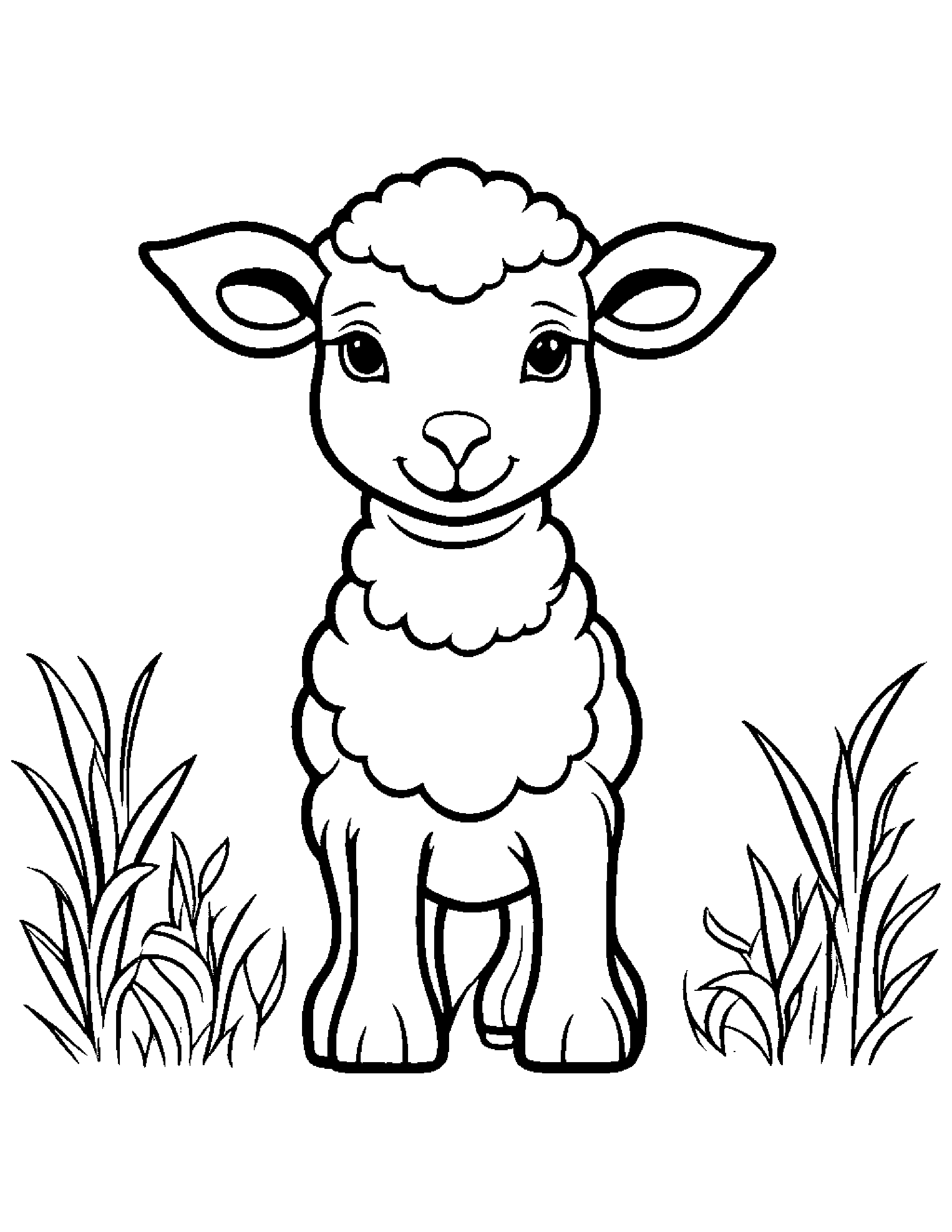 Friendly Lamb Smiling Coloring Page (Free Printable PDF)