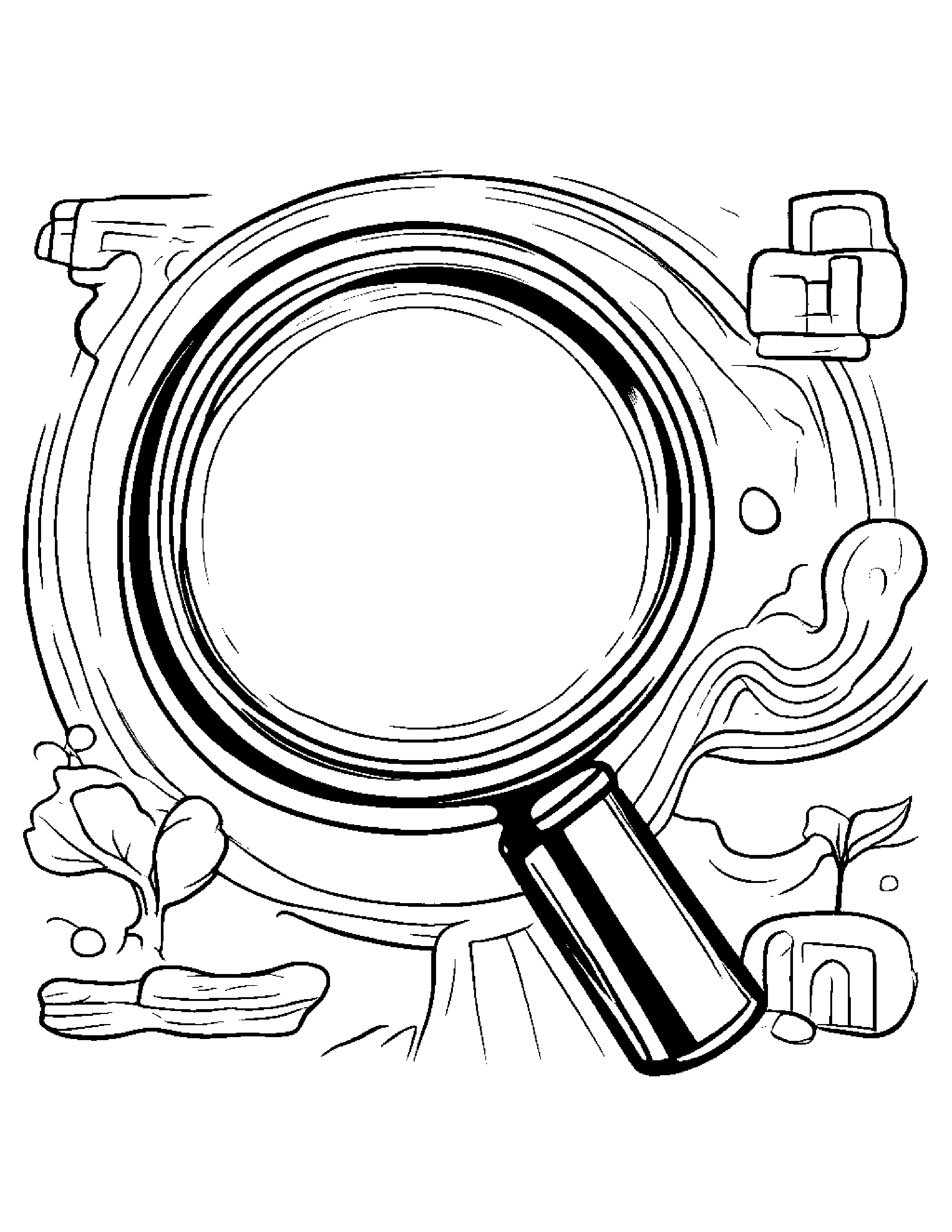 Friendly Magnifying Glass #3 Coloring Page (Free Printable PDF)
