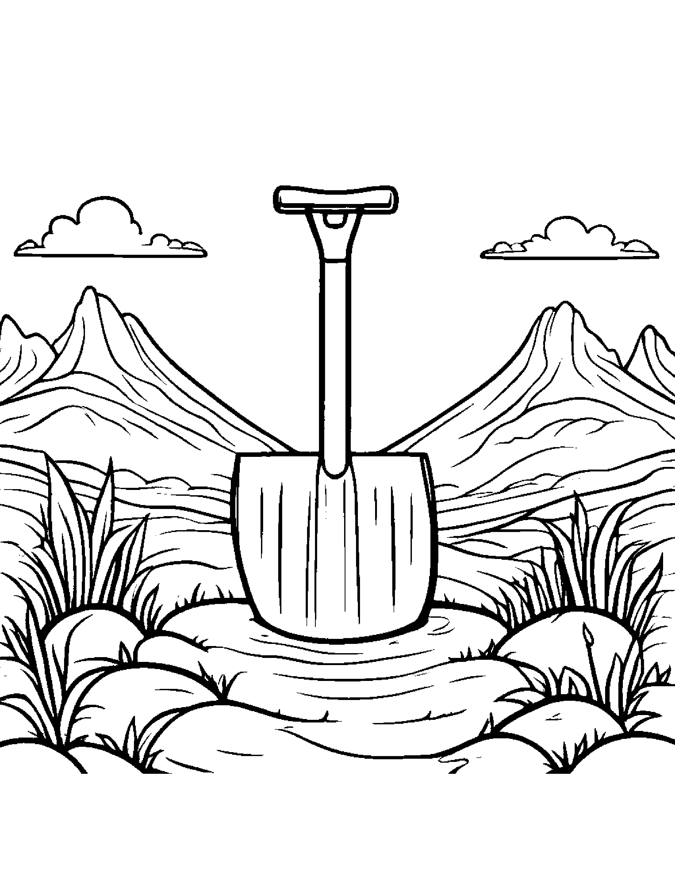 Friendly Shovel On A Friendly Planet #2 Coloring Page (Free Printable PDF)