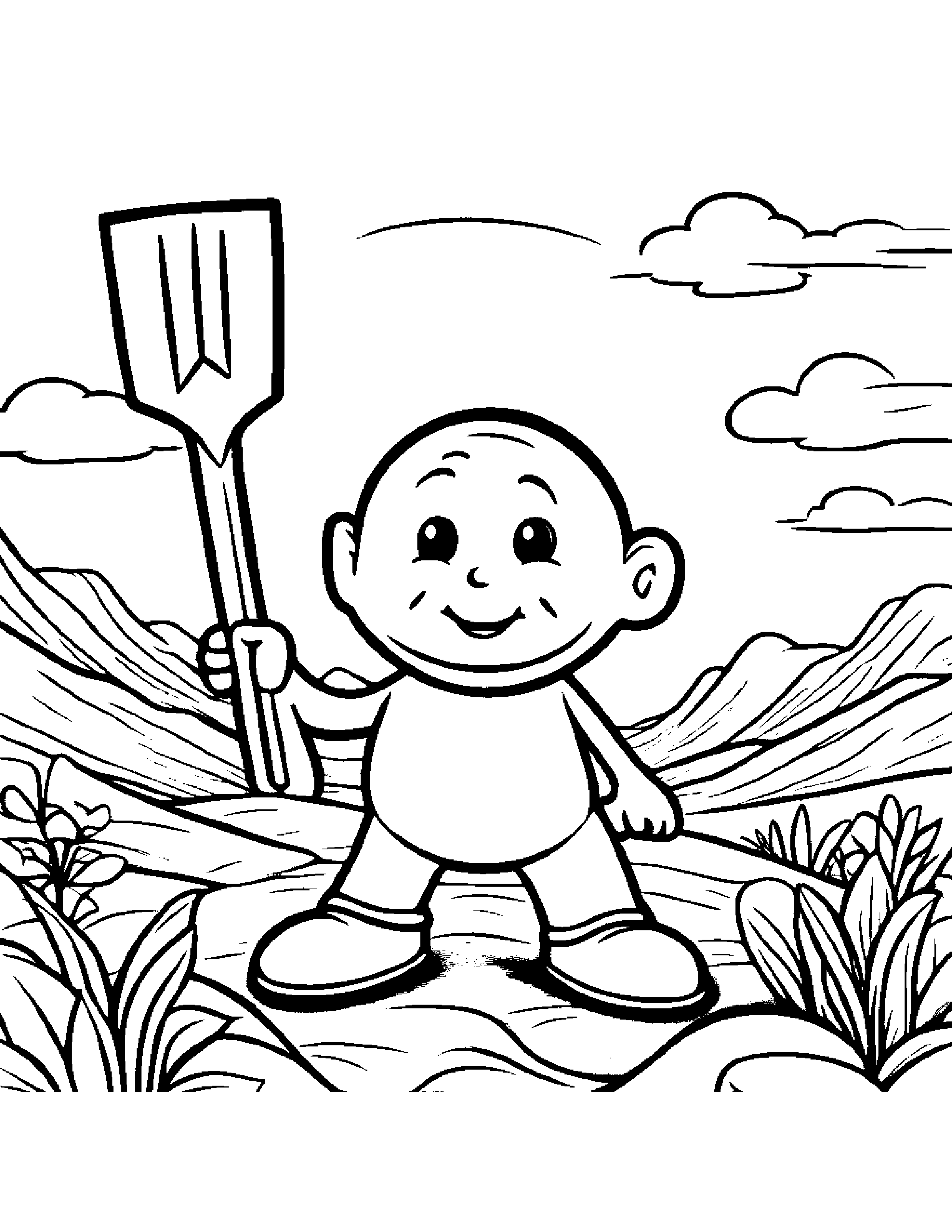 Friendly Shovel On A Friendly Planet #3 Coloring Page (Free Printable PDF)