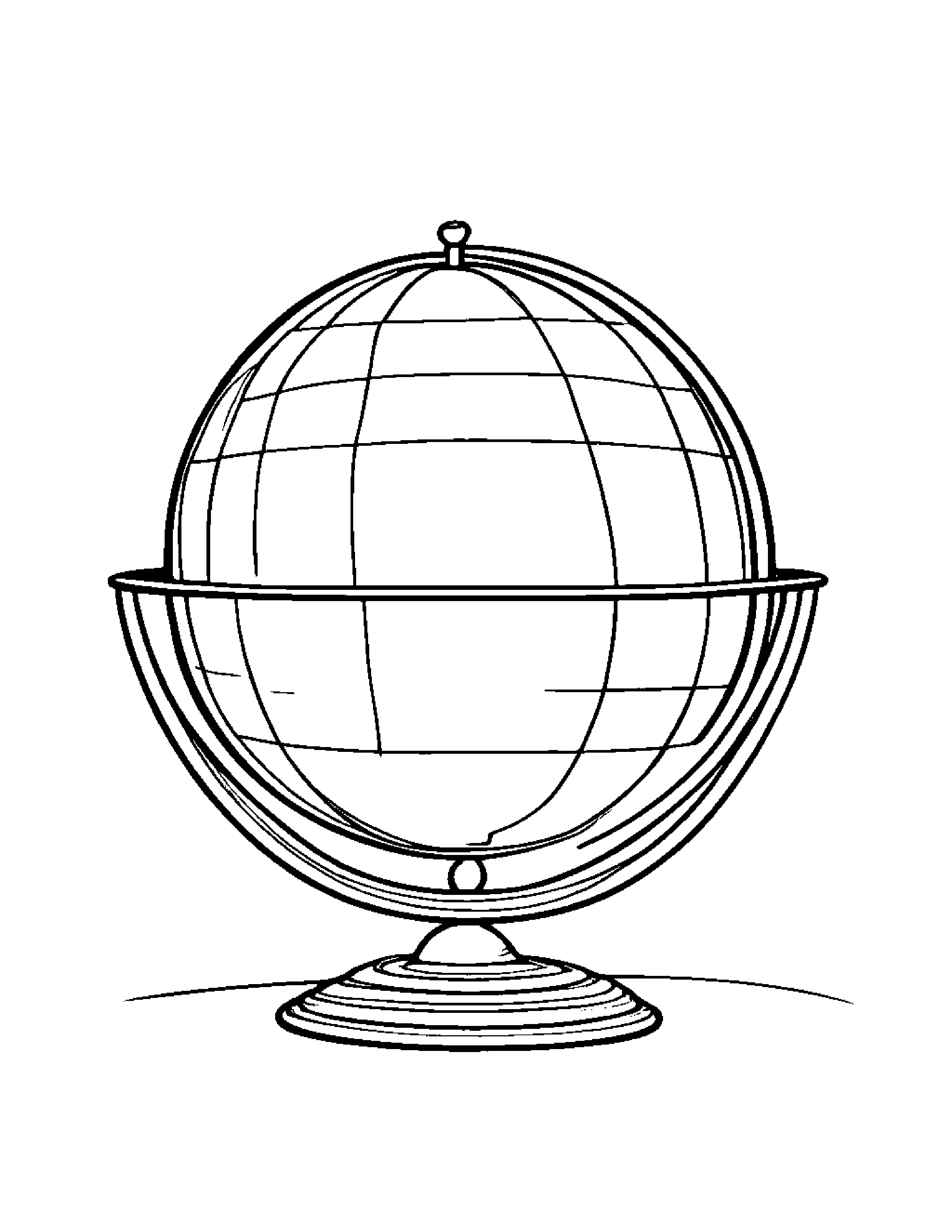 Globe Balancing On A Line #2 Coloring Page (Free Printable PDF)