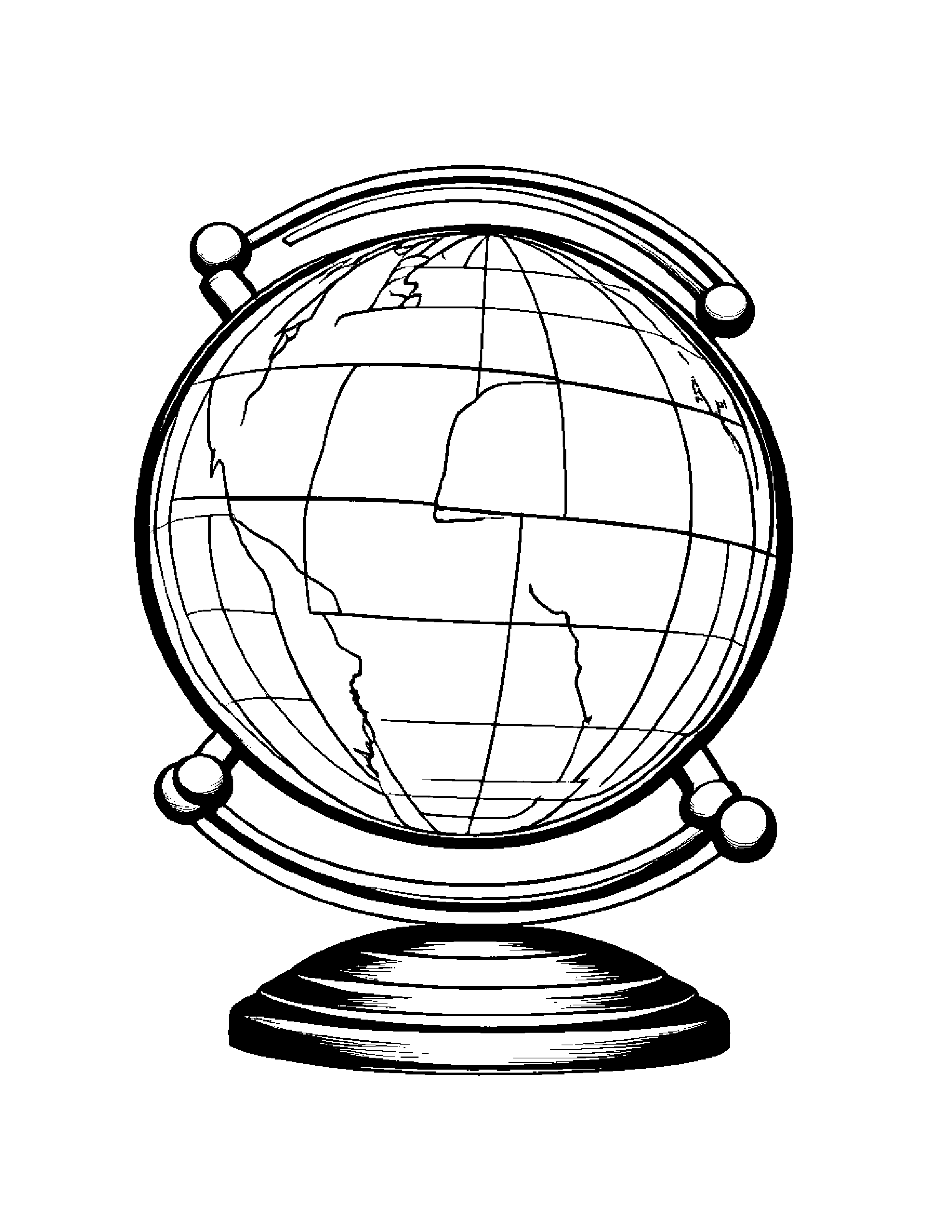 Globe Balancing On A Line #3 Coloring Page (Free Printable PDF)