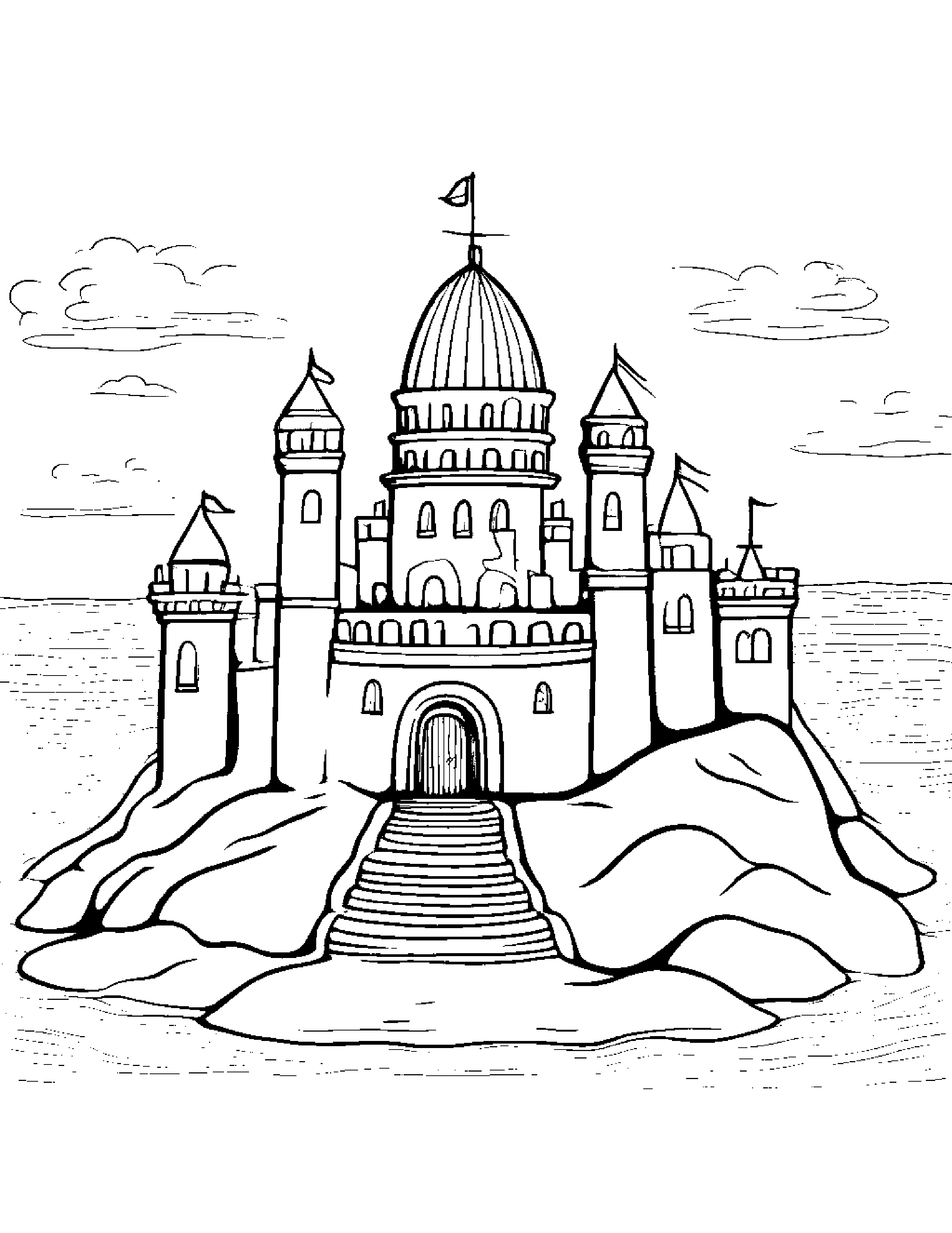 Globe Building A Sandcastle #3 Coloring Page (Free Printable PDF)