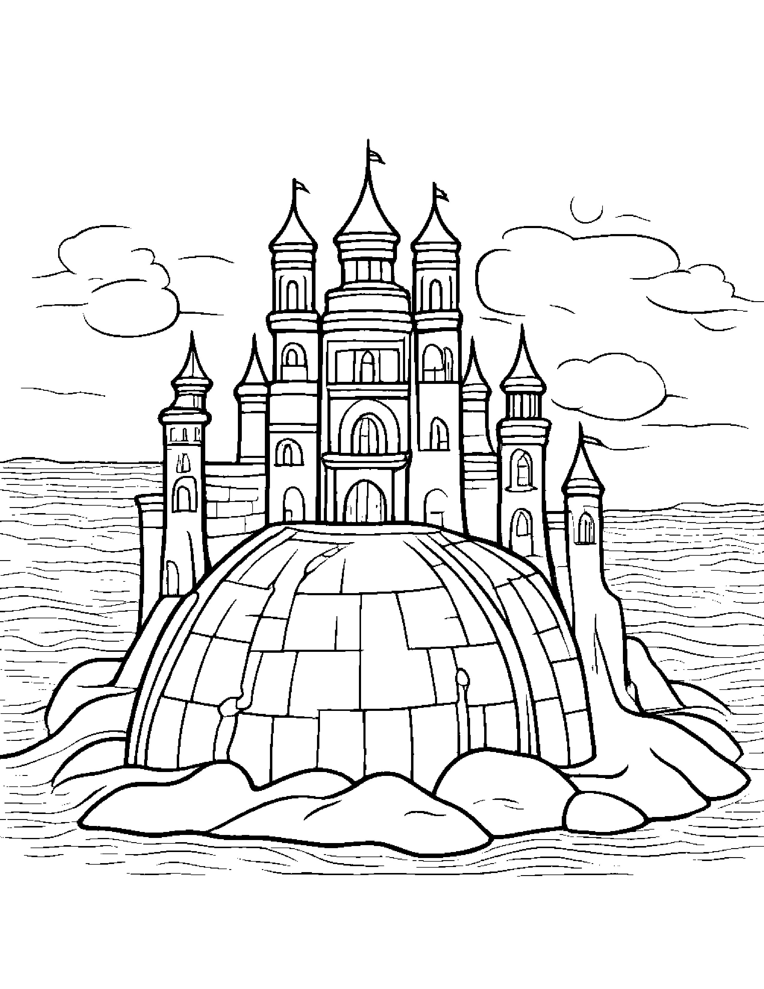 Globe Building A Sandcastle #4 Coloring Page (Free Printable PDF)