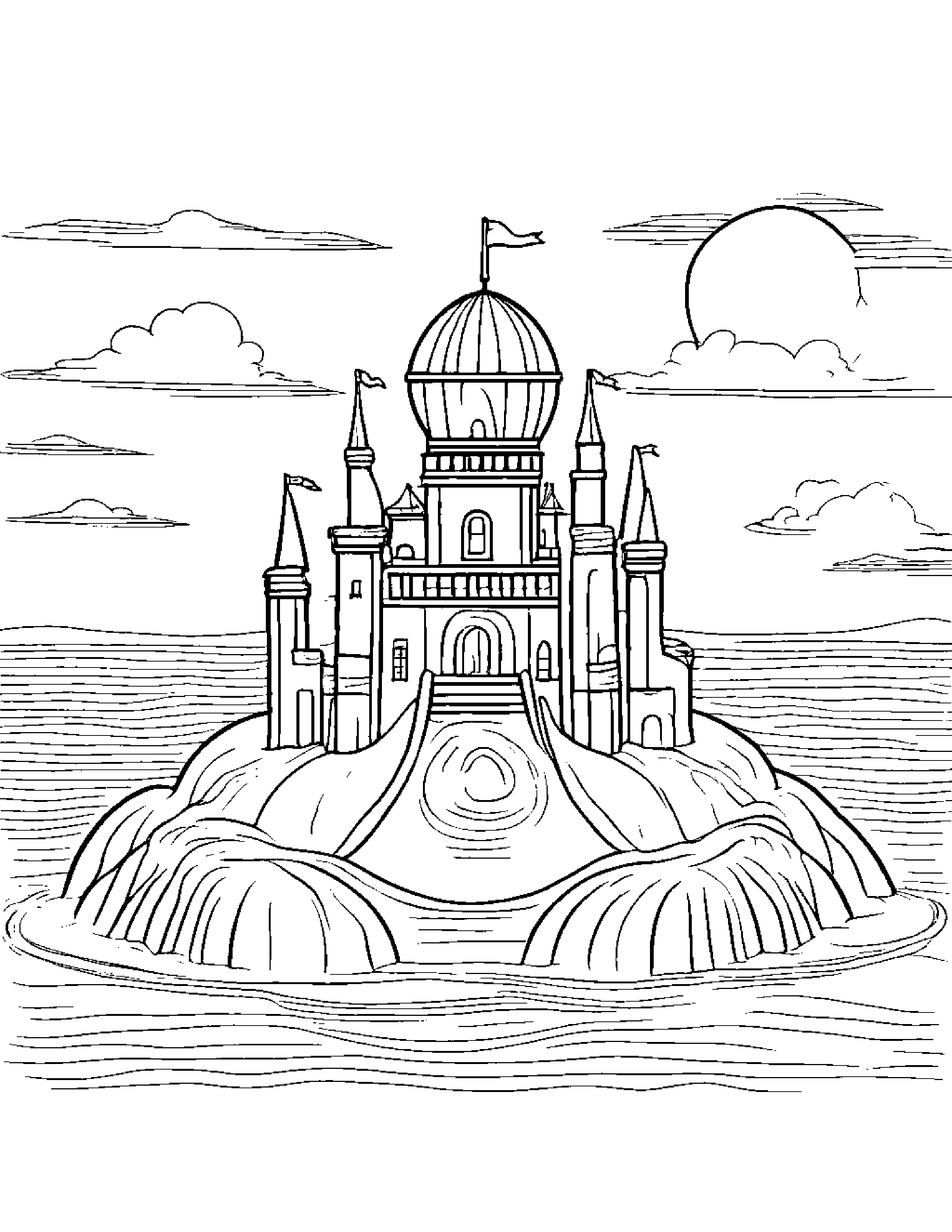 Globe Building A Sandcastle Coloring Page (Free Printable PDF)