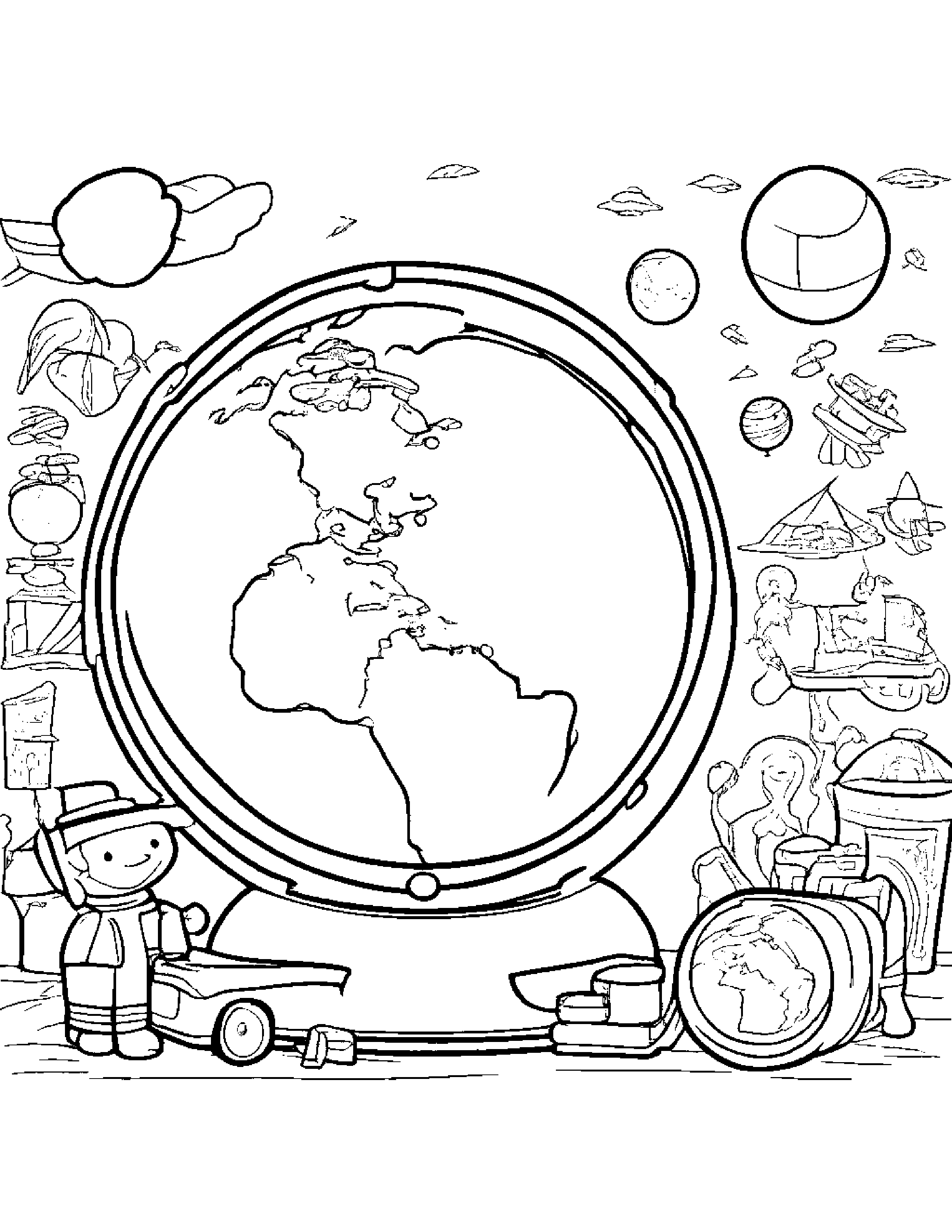 Globe Tidying Toys #3 Coloring Page (Free Printable PDF)