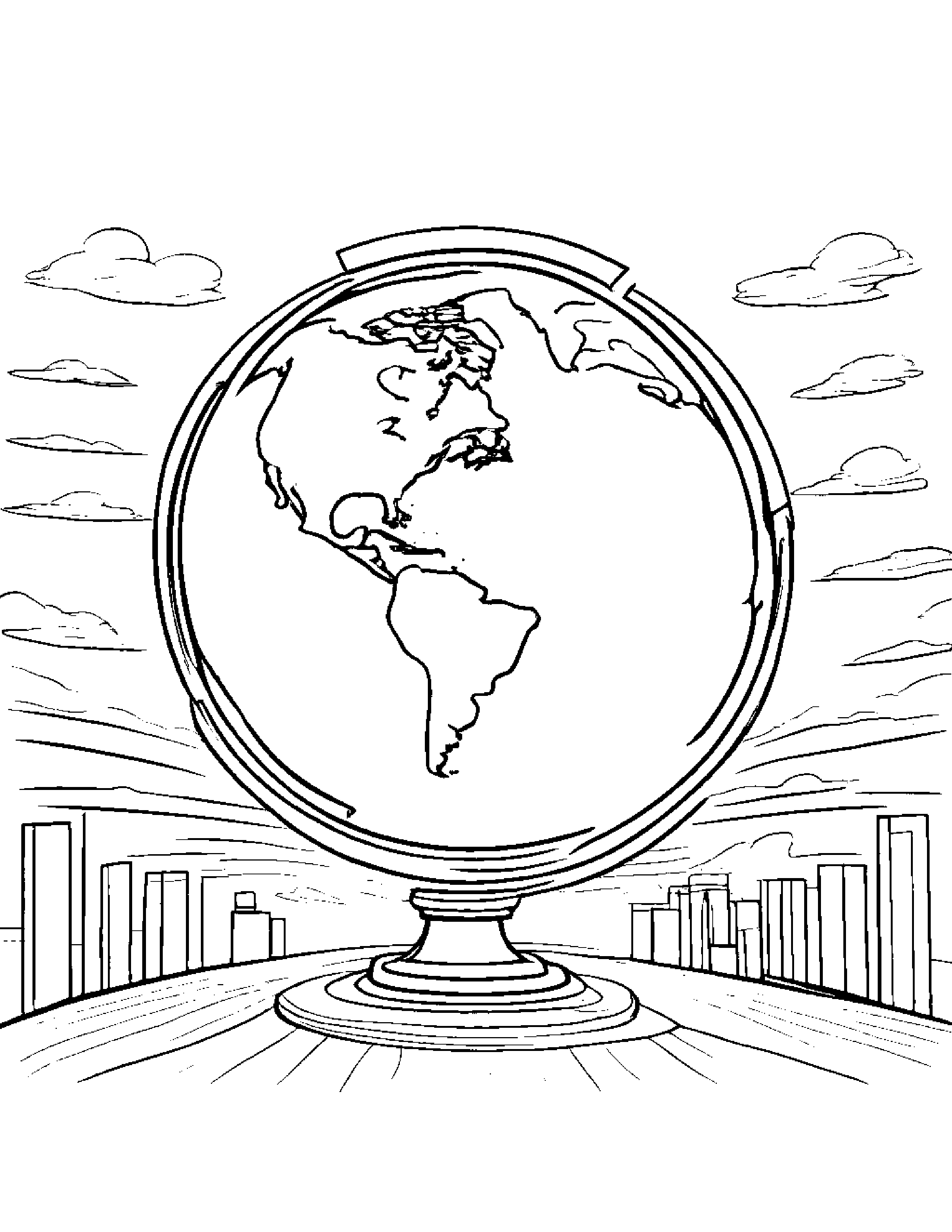 Globe Waving Coloring Page (Free Printable PDF)