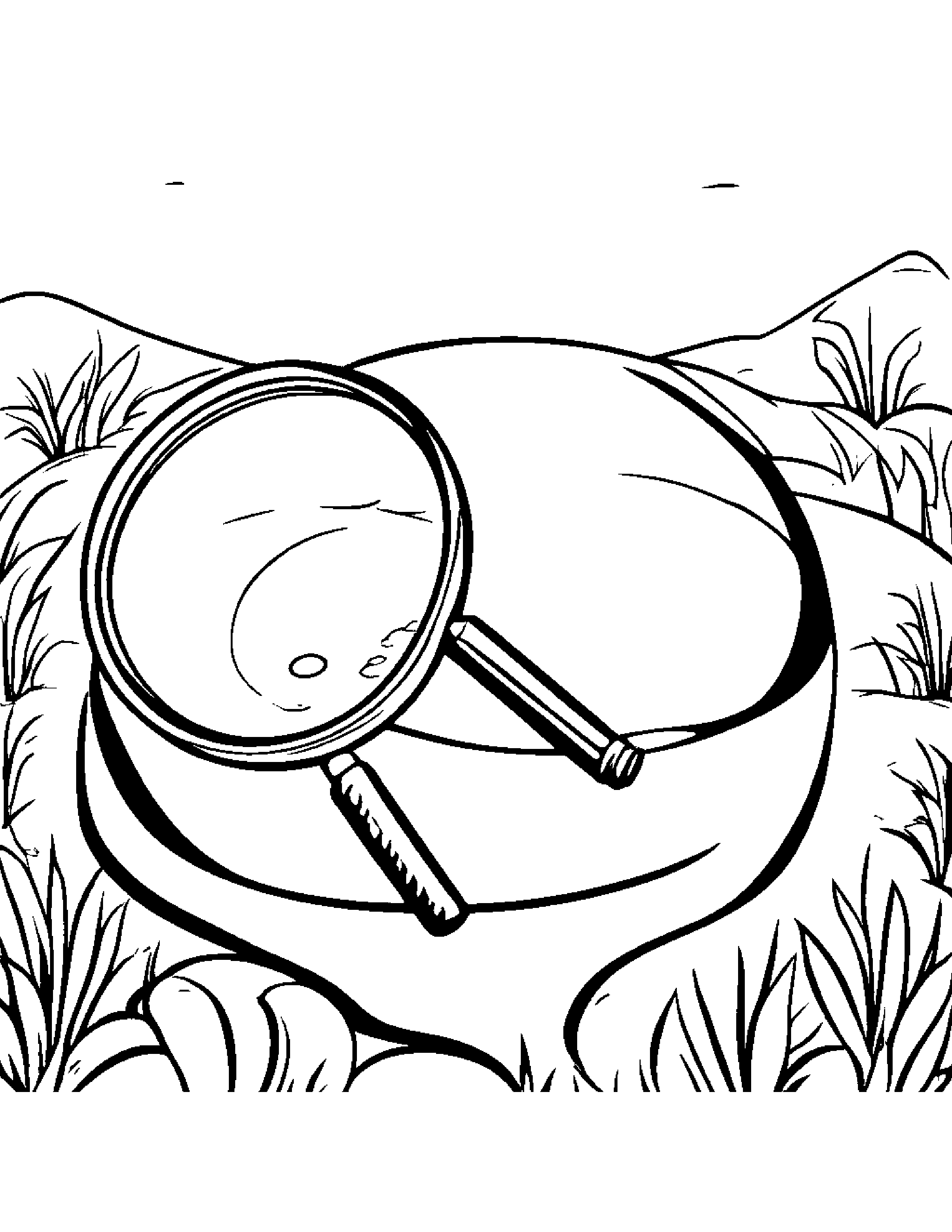 Happy Magnifying Glass Beside A Sandbox #2 Coloring Page (Free Printable PDF)