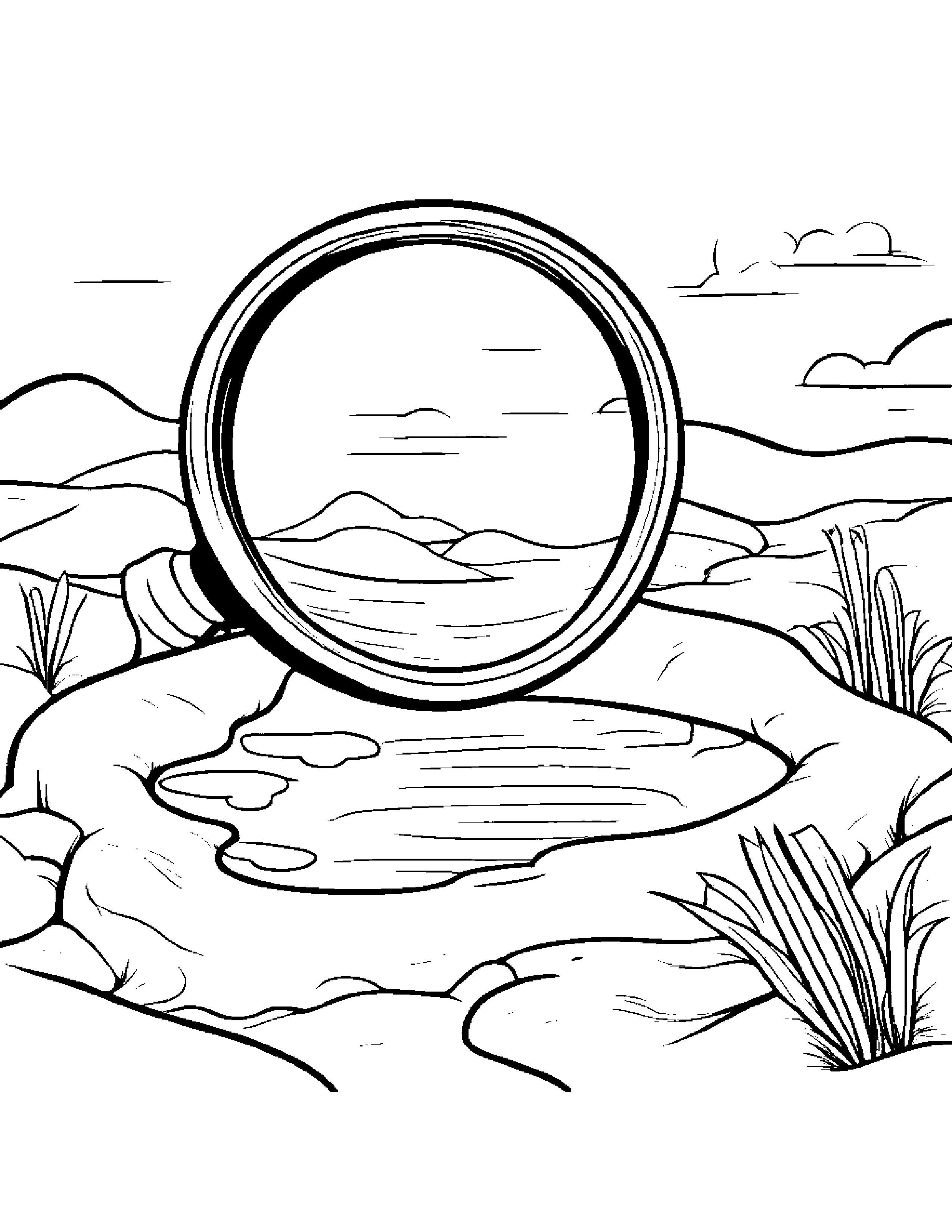 Happy Magnifying Glass Beside A Sandbox #4 Coloring Page (Free Printable PDF)