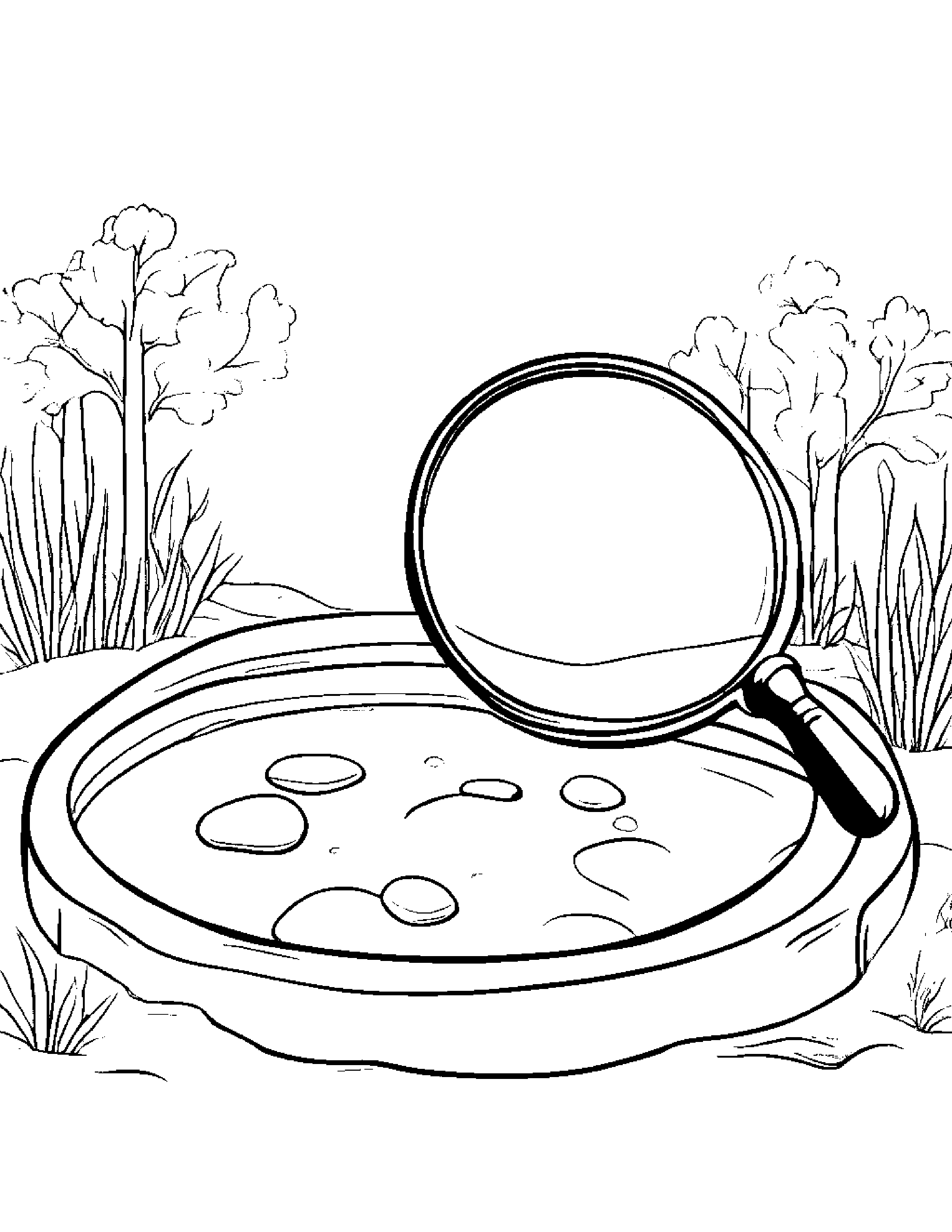 Happy Magnifying Glass Beside A Sandbox #5 Coloring Page (Free Printable PDF)