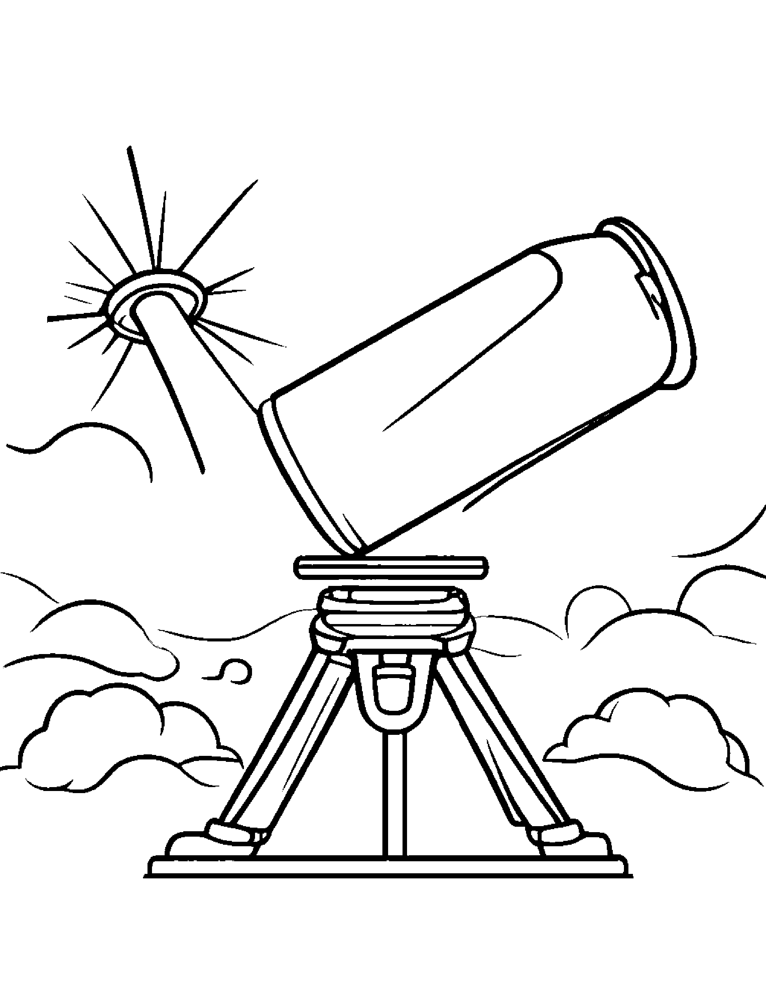 Happy Telescope #3 Coloring Page (Free Printable PDF)