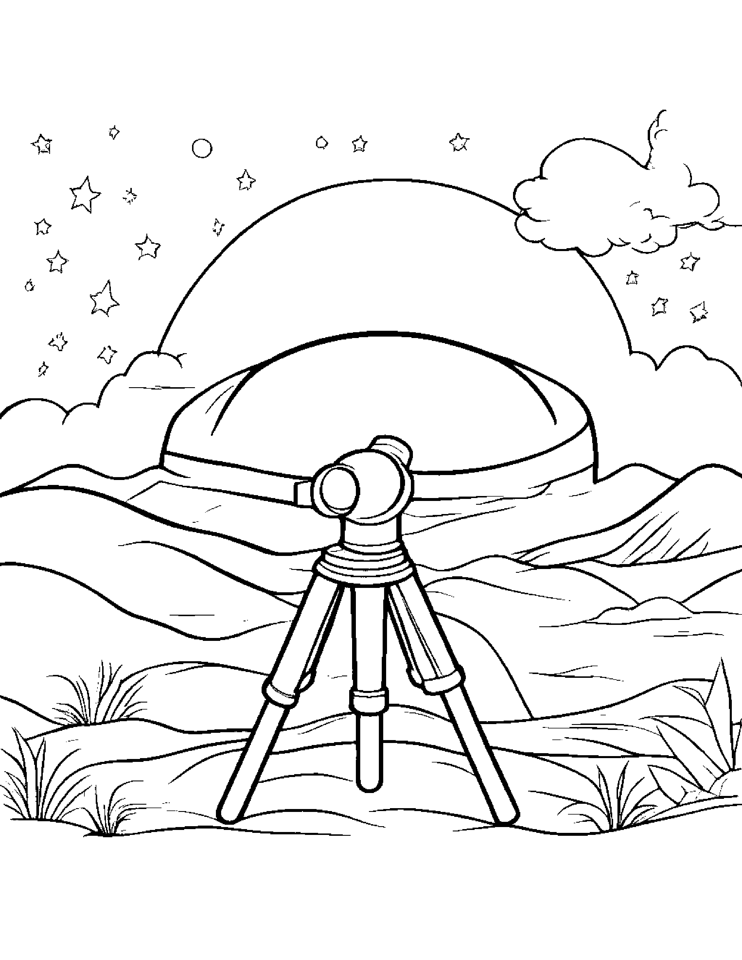 Happy Telescope #4 Coloring Page (Free Printable PDF)