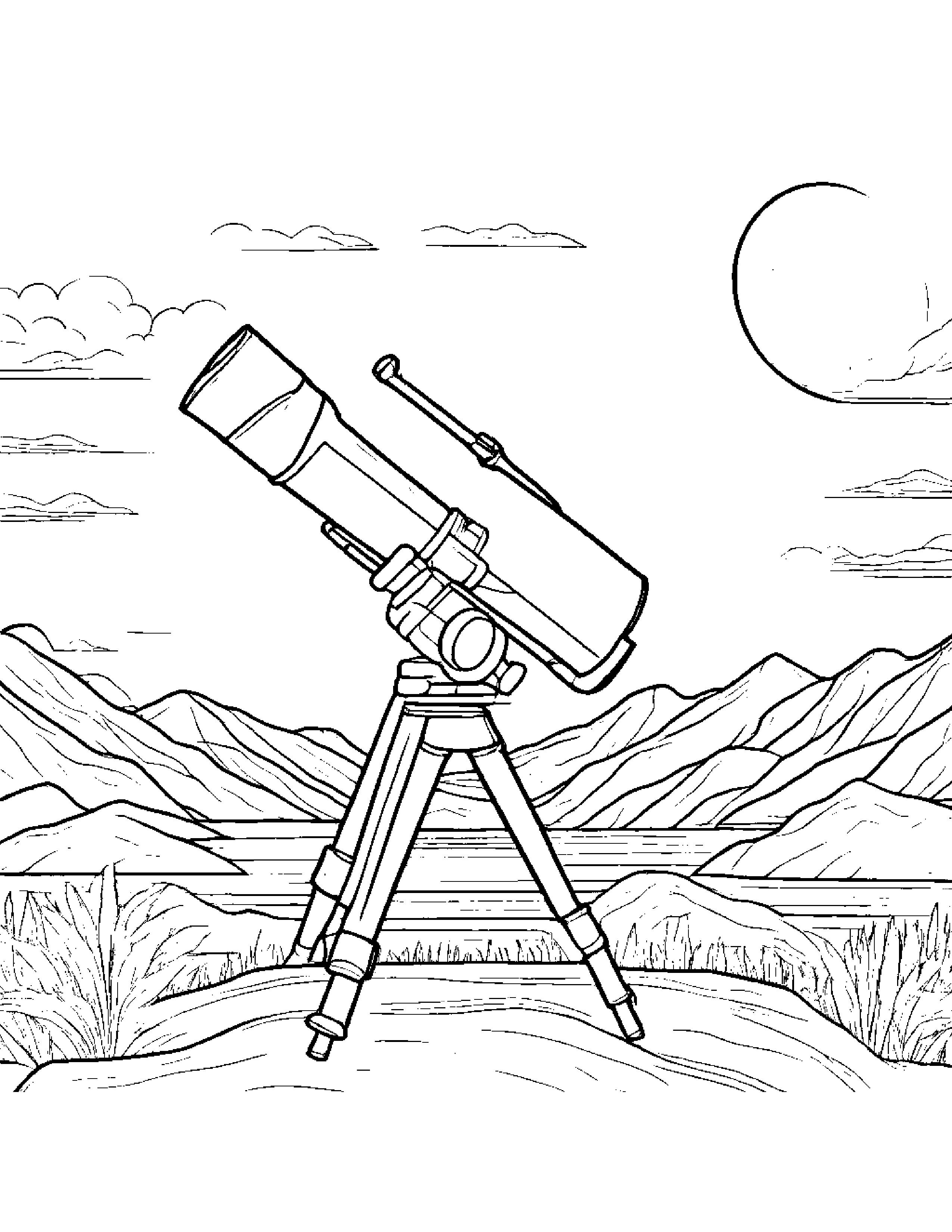 Kind Telescope #3 Coloring Page (Free Printable PDF)