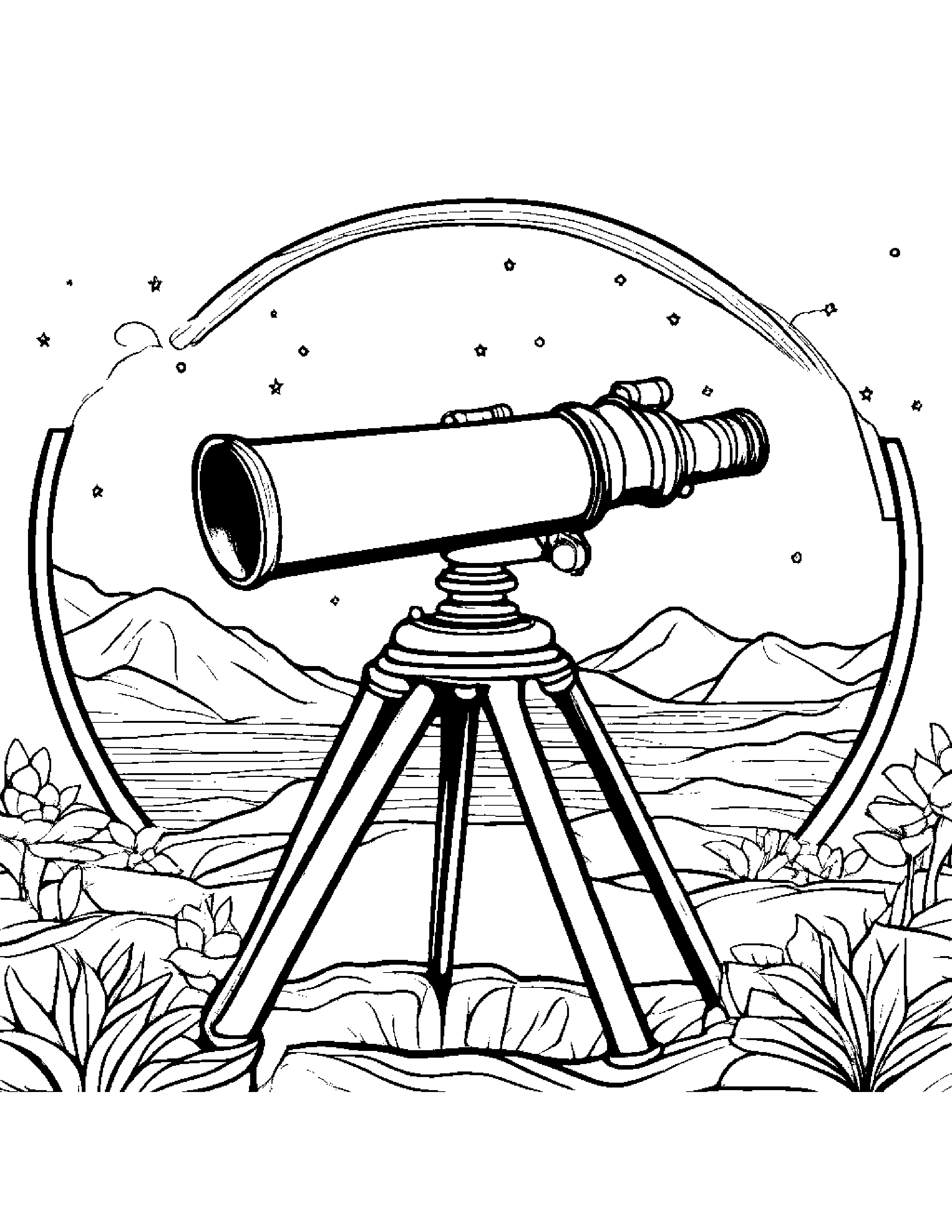 Kind Telescope #4 Coloring Page (Free Printable PDF)