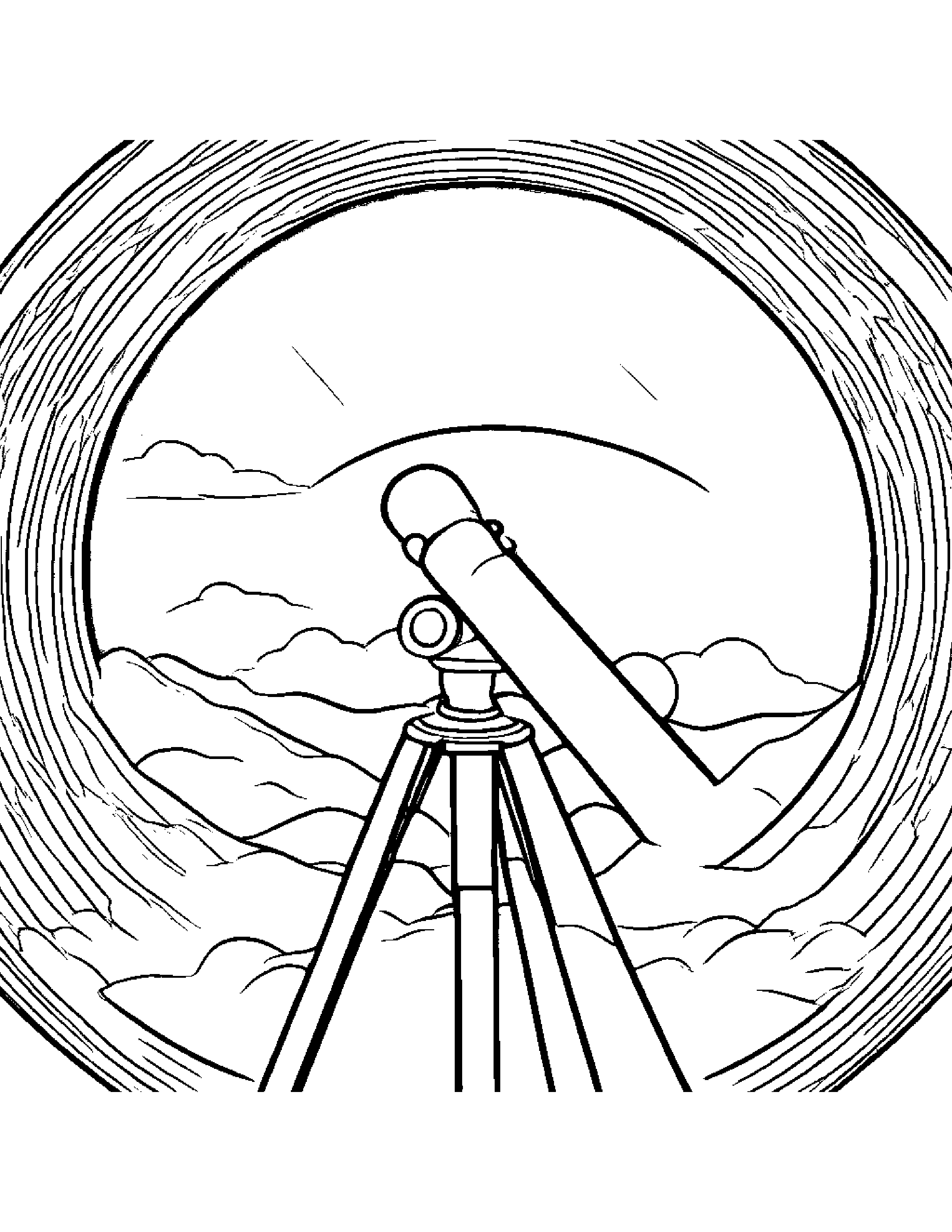 Kind Telescope #5 Coloring Page (Free Printable PDF)
