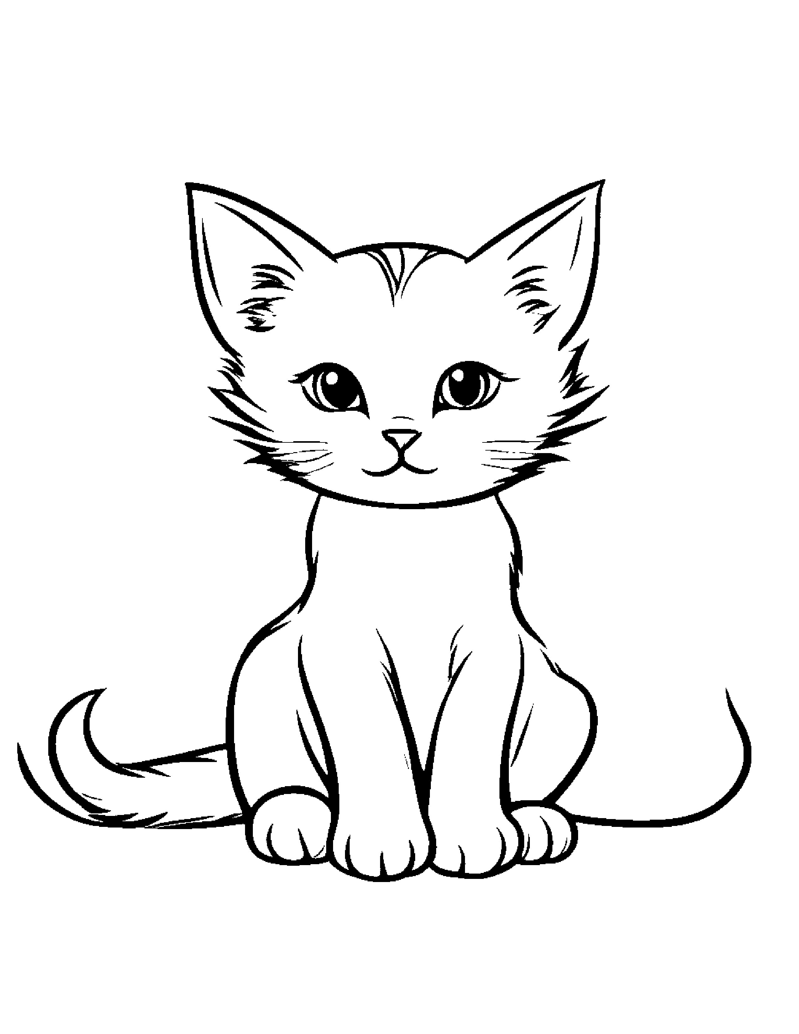 Kitten With A Friendly Star Coloring Page (Free Printable PDF)