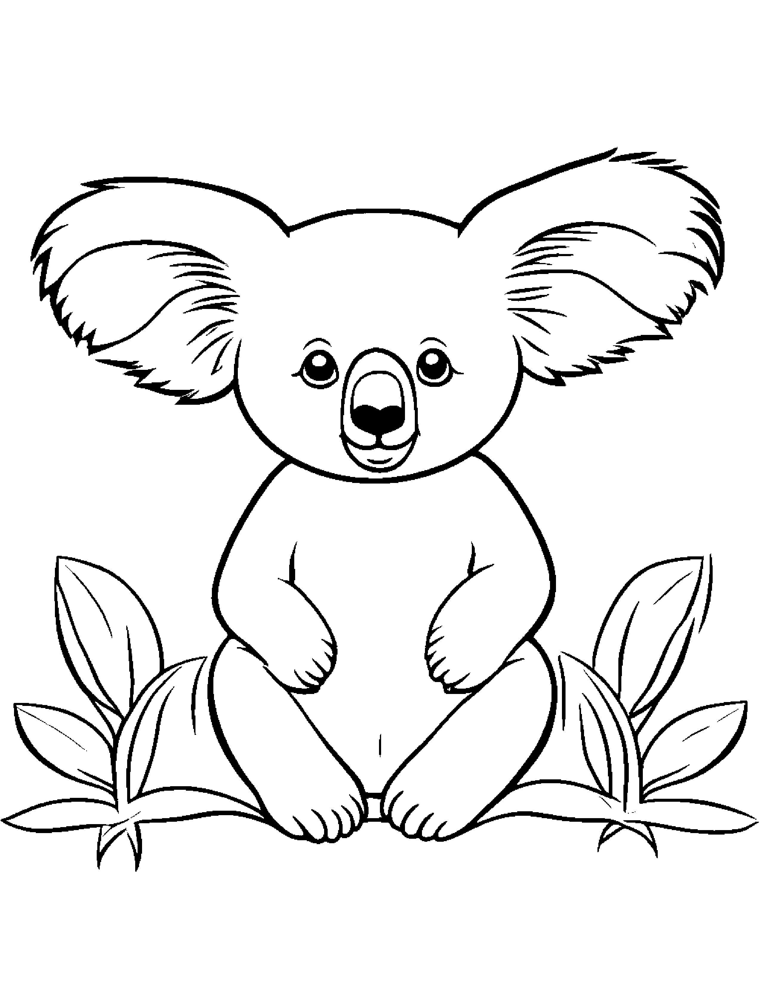 Koala With A Friendly Star #2 Coloring Page (Free Printable PDF)