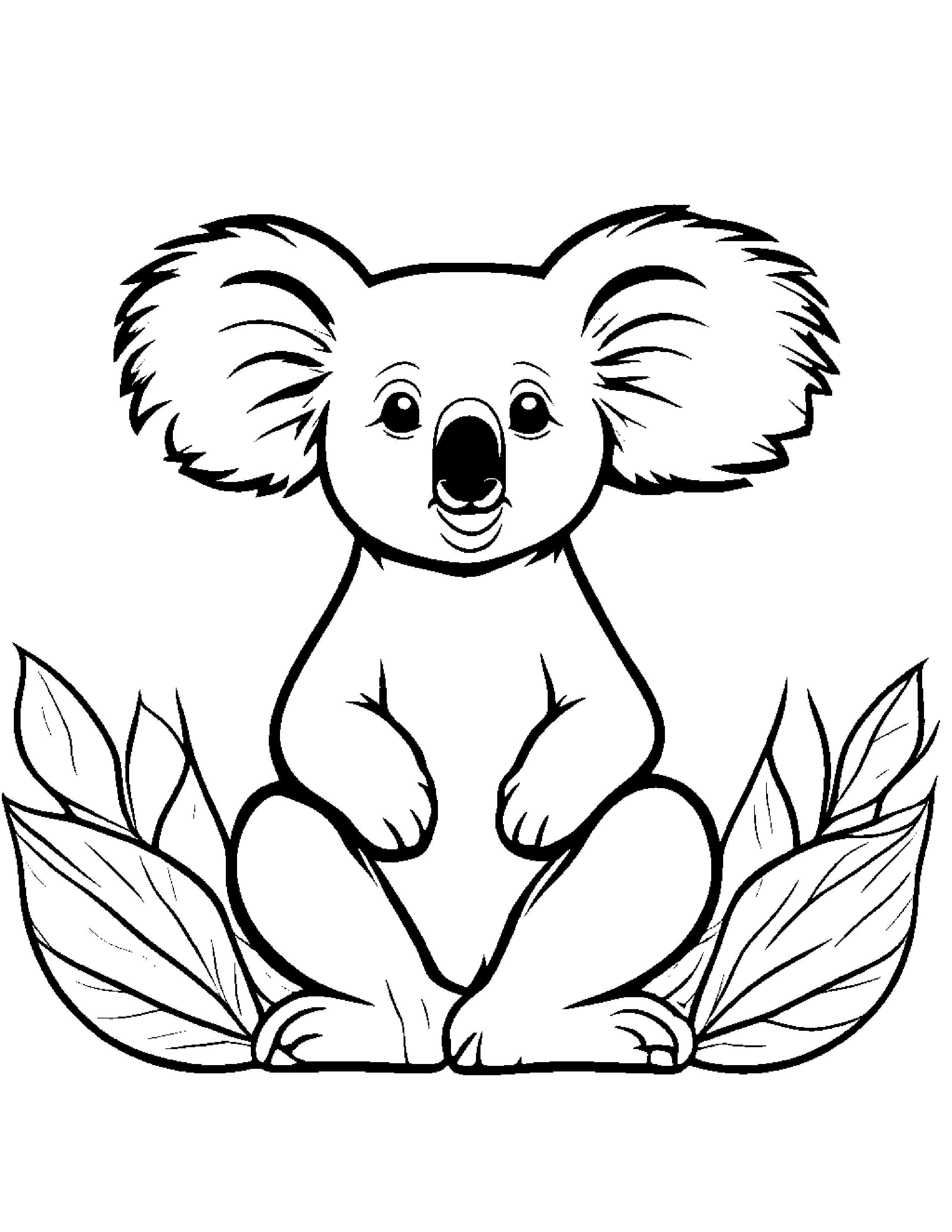 Koala With A Friendly Star Coloring Page (Free Printable PDF)