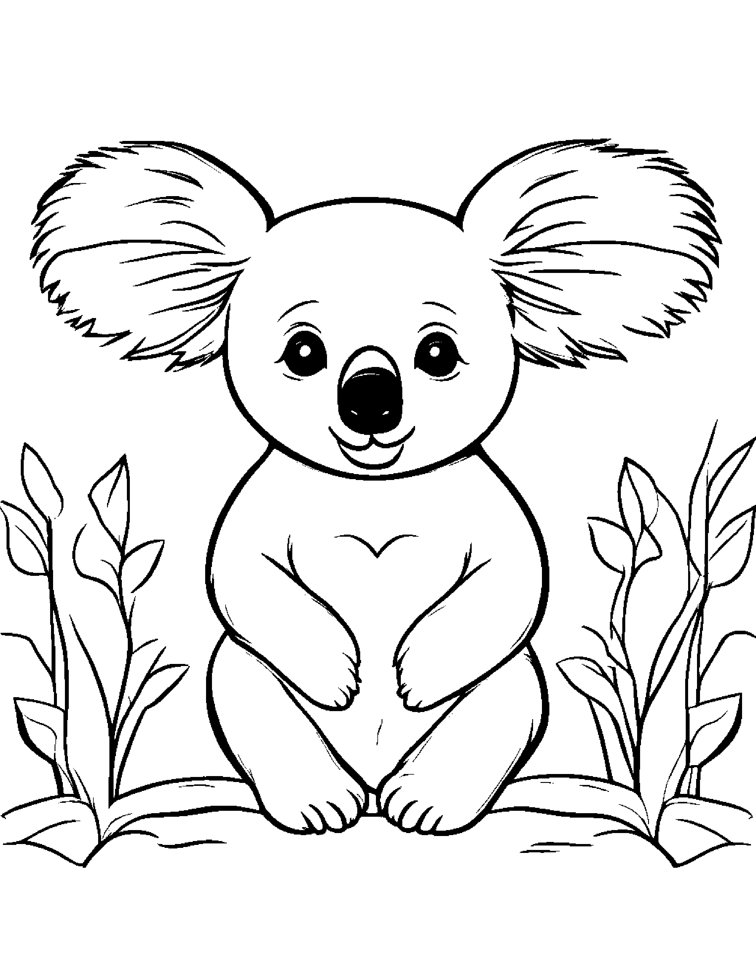 Koala With A Little Heart #2 Coloring Page (Free Printable PDF)