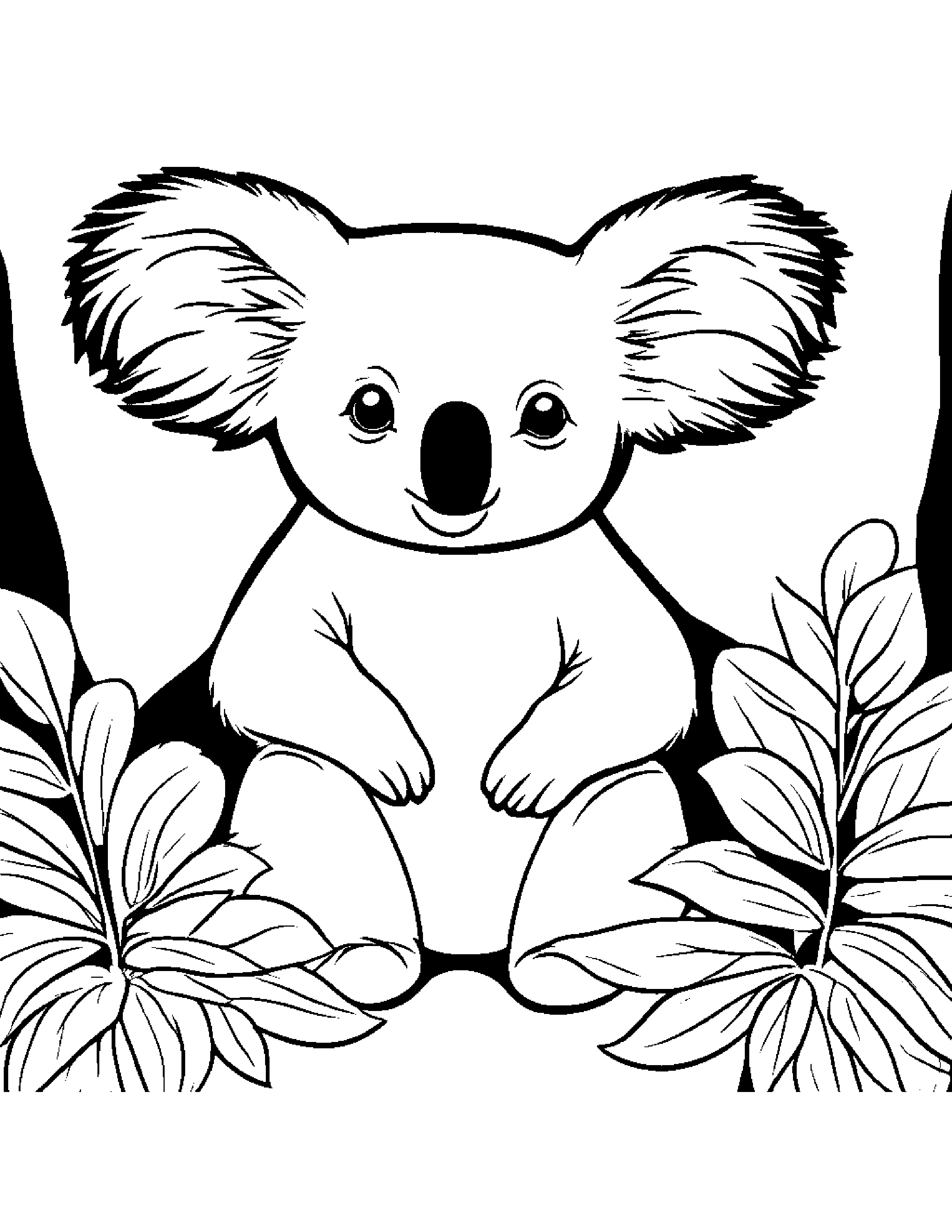 Koala With A Little Heart #4 Coloring Page (Free Printable PDF)