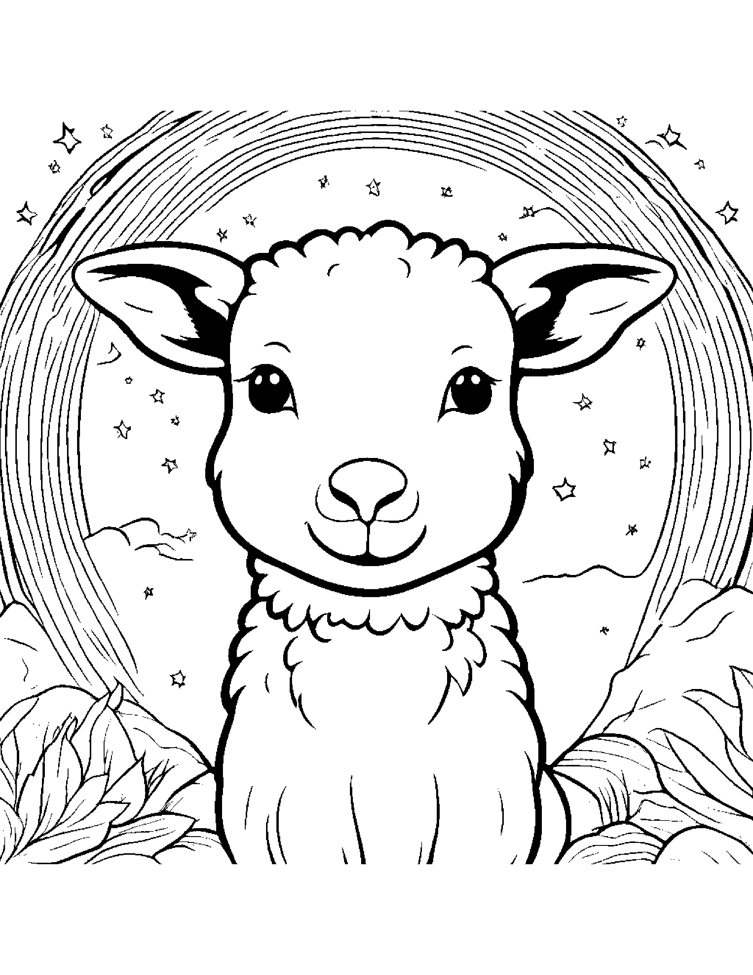 Lamb With A Friendly Star On A Friendly Planet #3 Coloring Page (Free Printable PDF)
