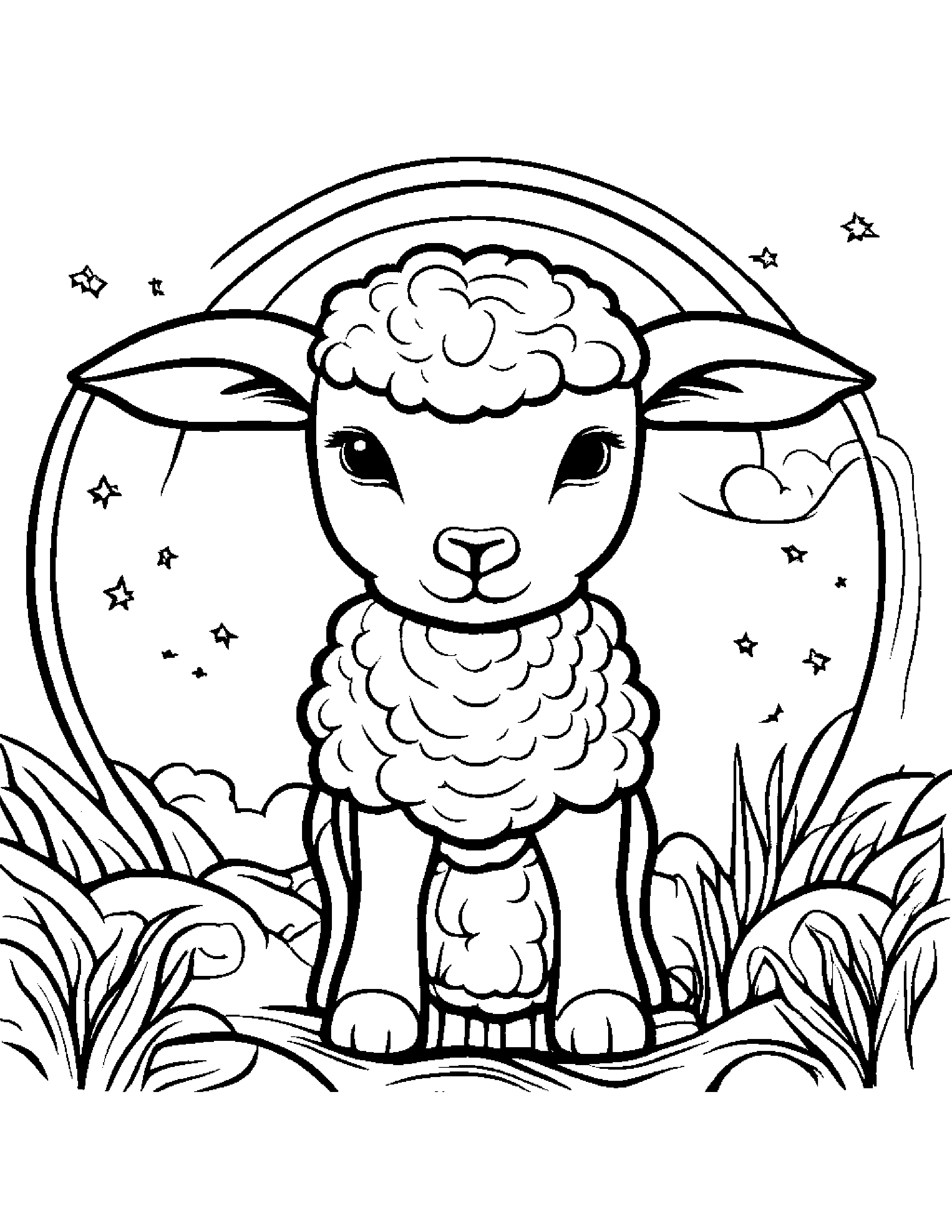 Lamb With A Friendly Star On A Friendly Planet #4 Coloring Page (Free Printable PDF)