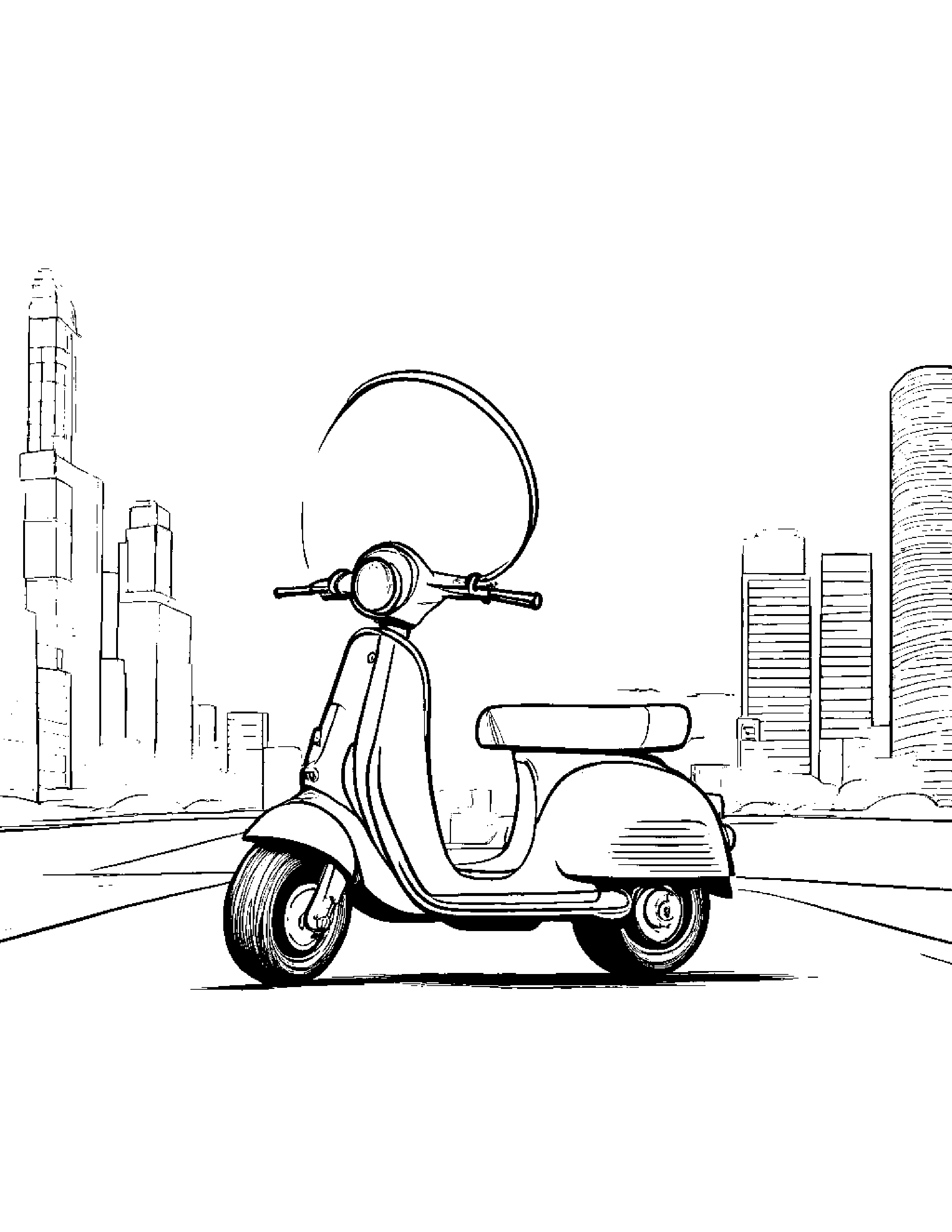Magnifying Glass Riding A Scooter #2 Coloring Page (Free Printable PDF)