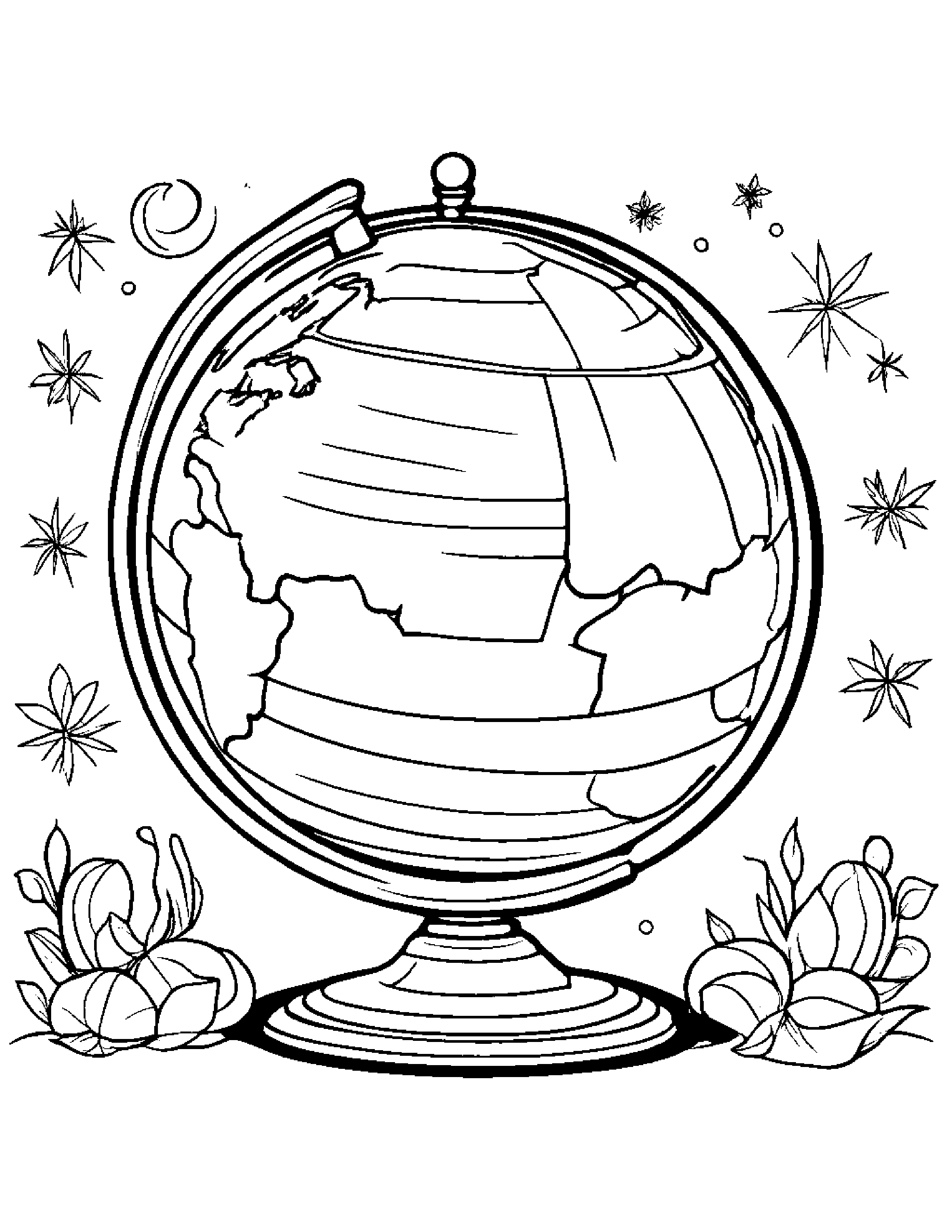 Merry Globe #2 Coloring Page (Free Printable PDF)