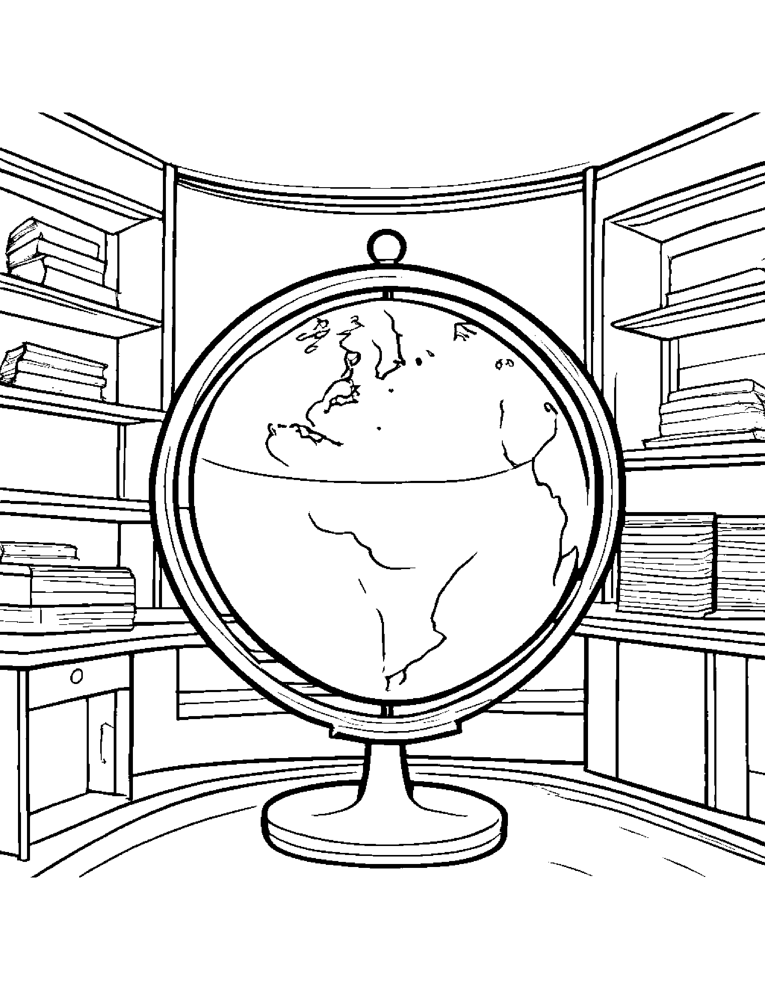Merry Globe In A Classroom Corner #2 Coloring Page (Free Printable PDF)