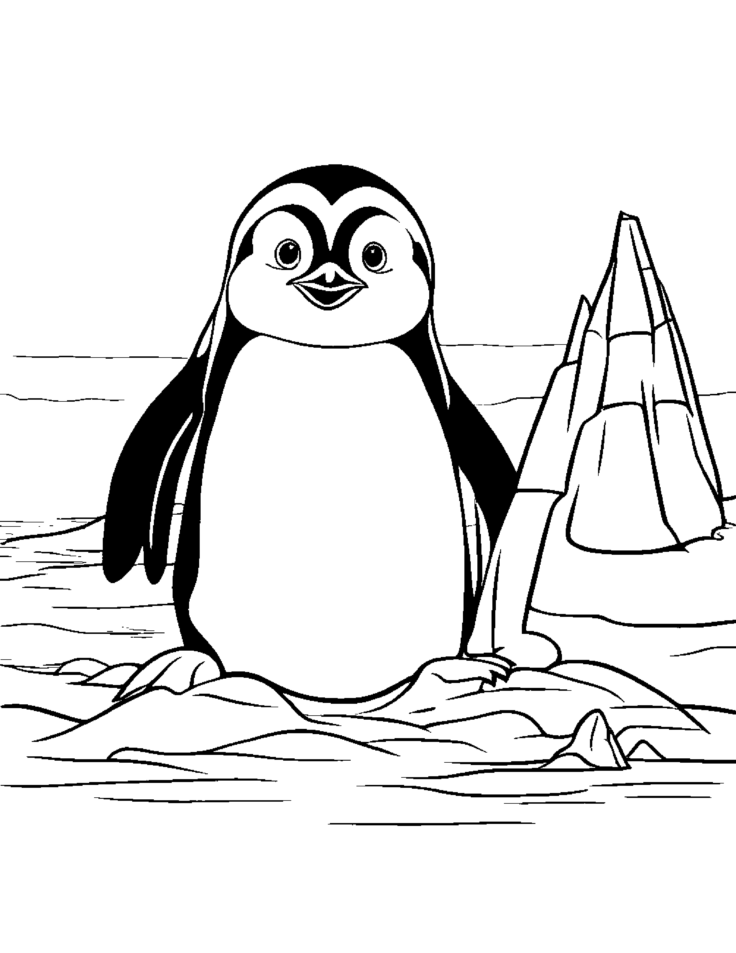 Penguin Chick Building A Sandcastle #3 Coloring Page (Free Printable PDF)