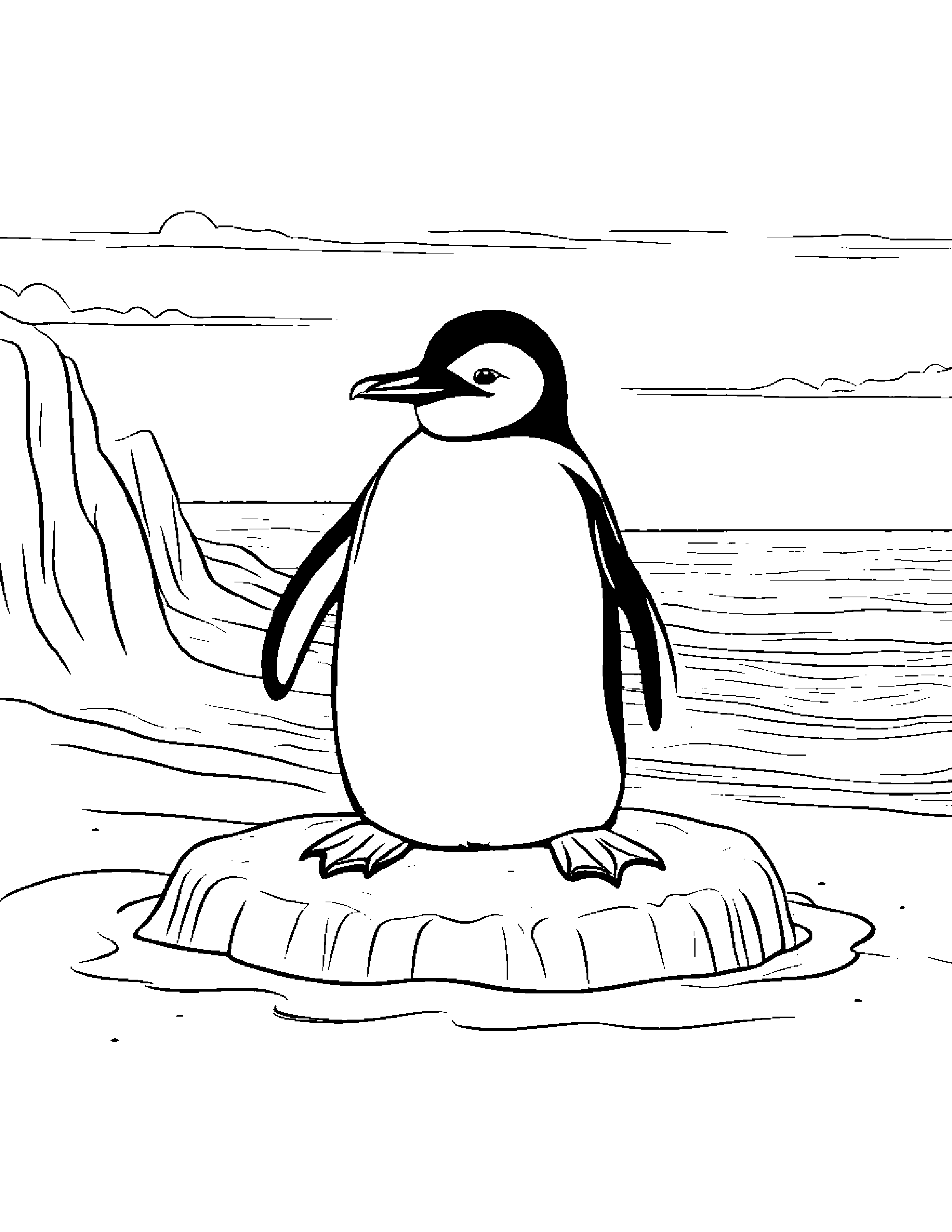 Penguin Chick Building A Sandcastle Coloring Page (Free Printable PDF)