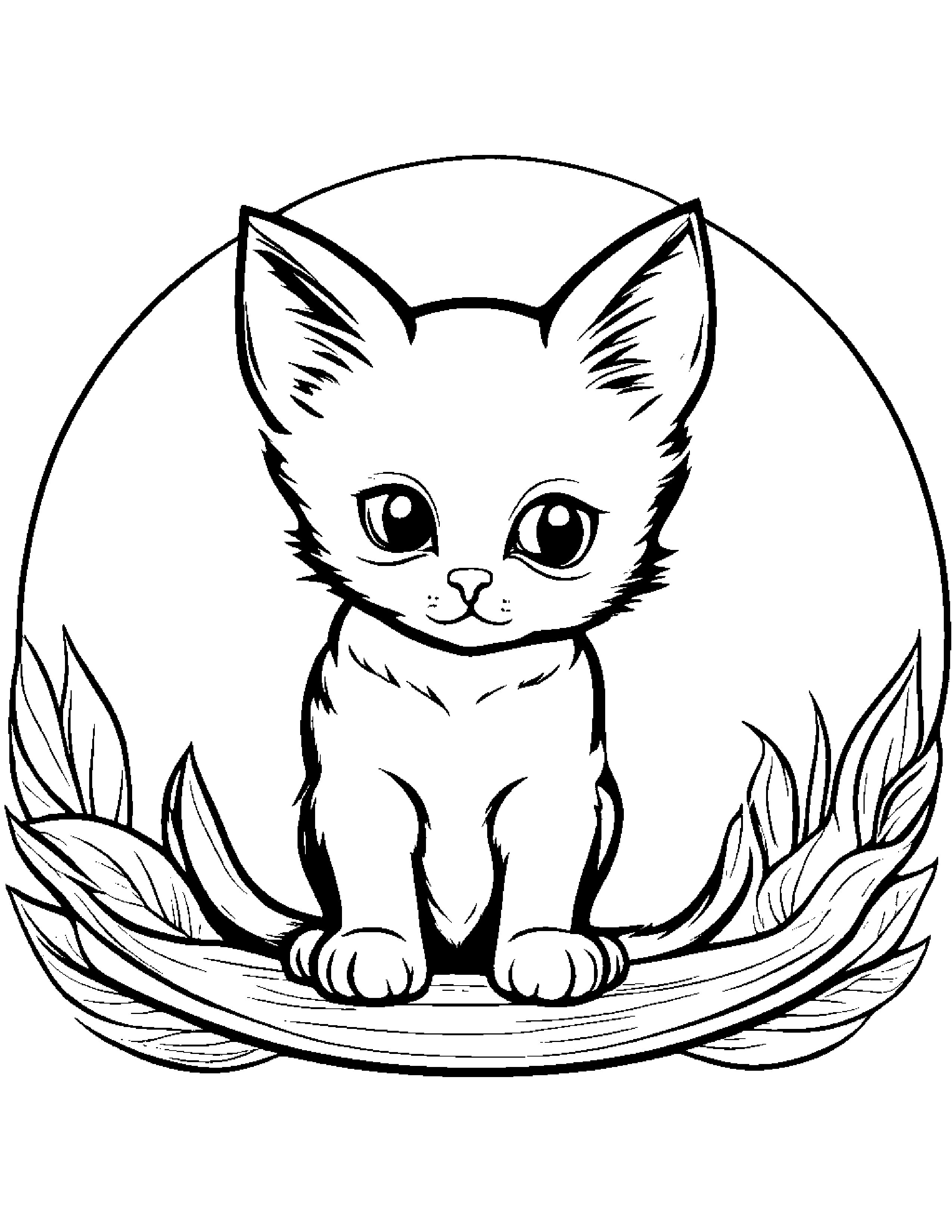 Playful Kitten On A Friendly Planet #2 Coloring Page (Free Printable PDF)