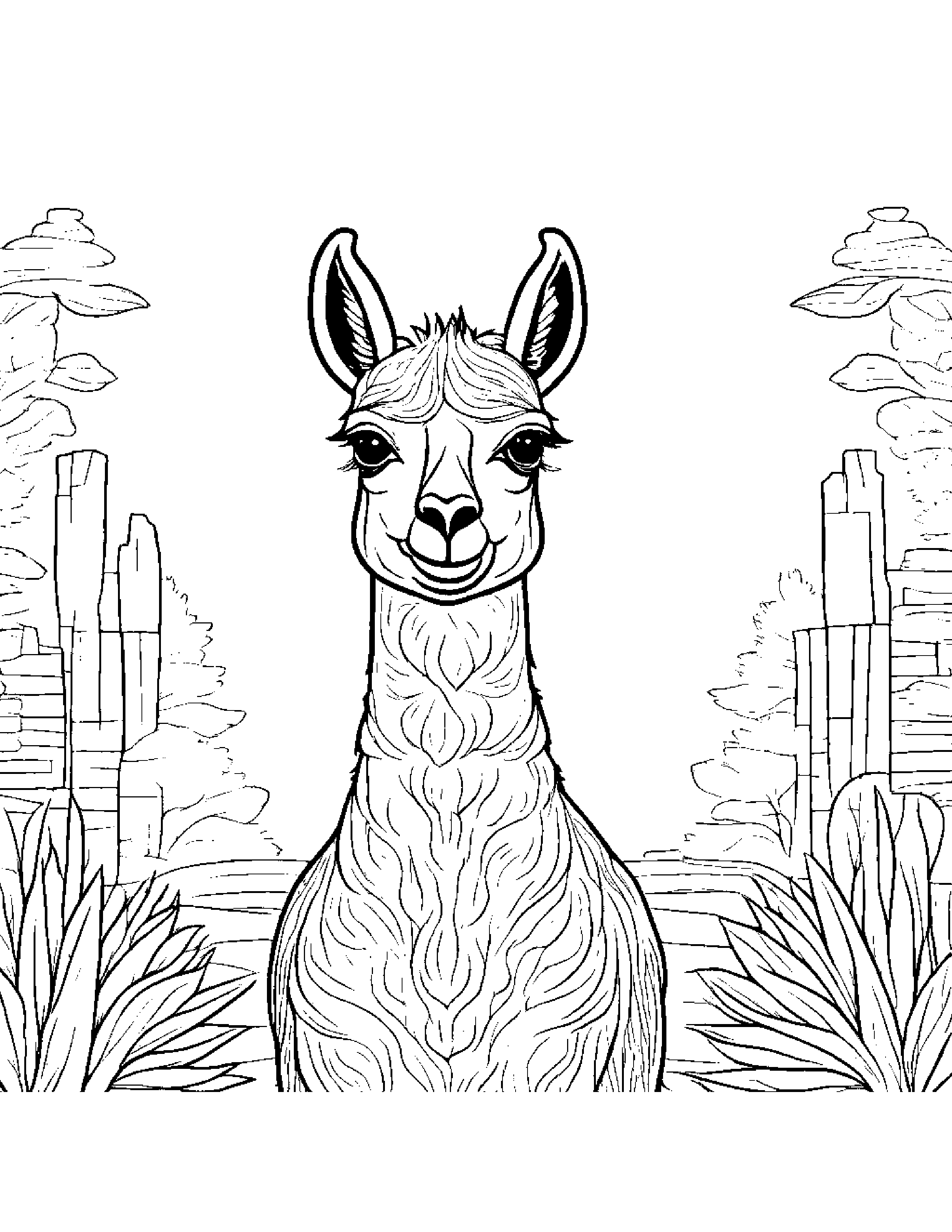 Playful Llama #2 Coloring Page (Free Printable PDF)