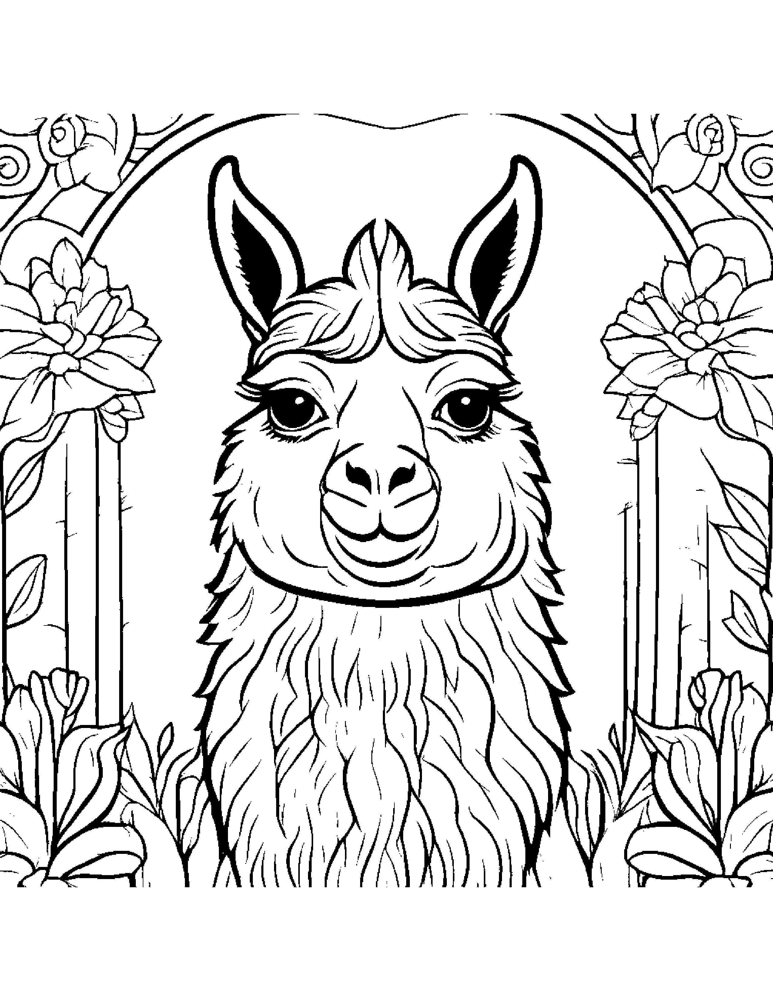 Playful Llama #3 Coloring Page (Free Printable PDF)