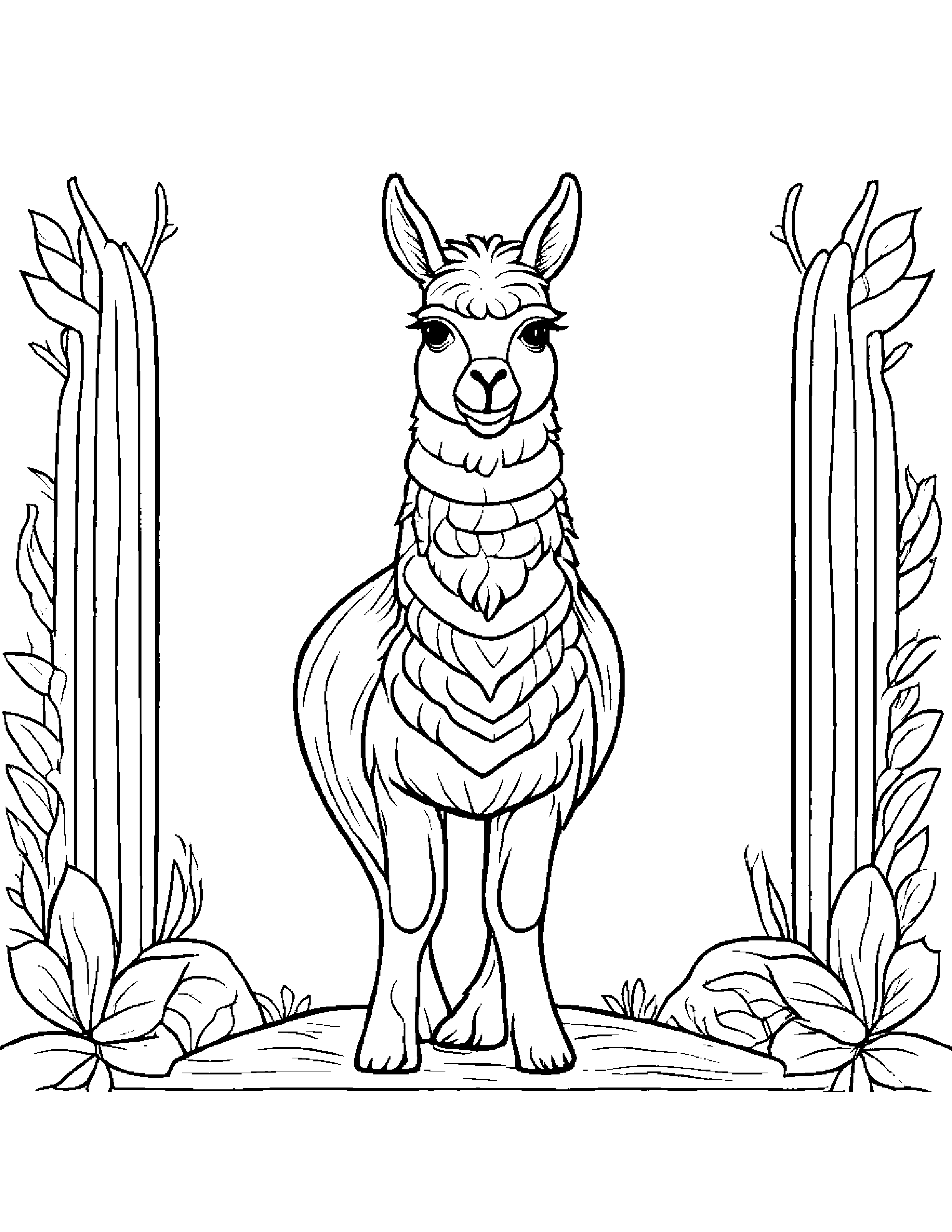 Playful Llama Coloring Page (Free Printable PDF)