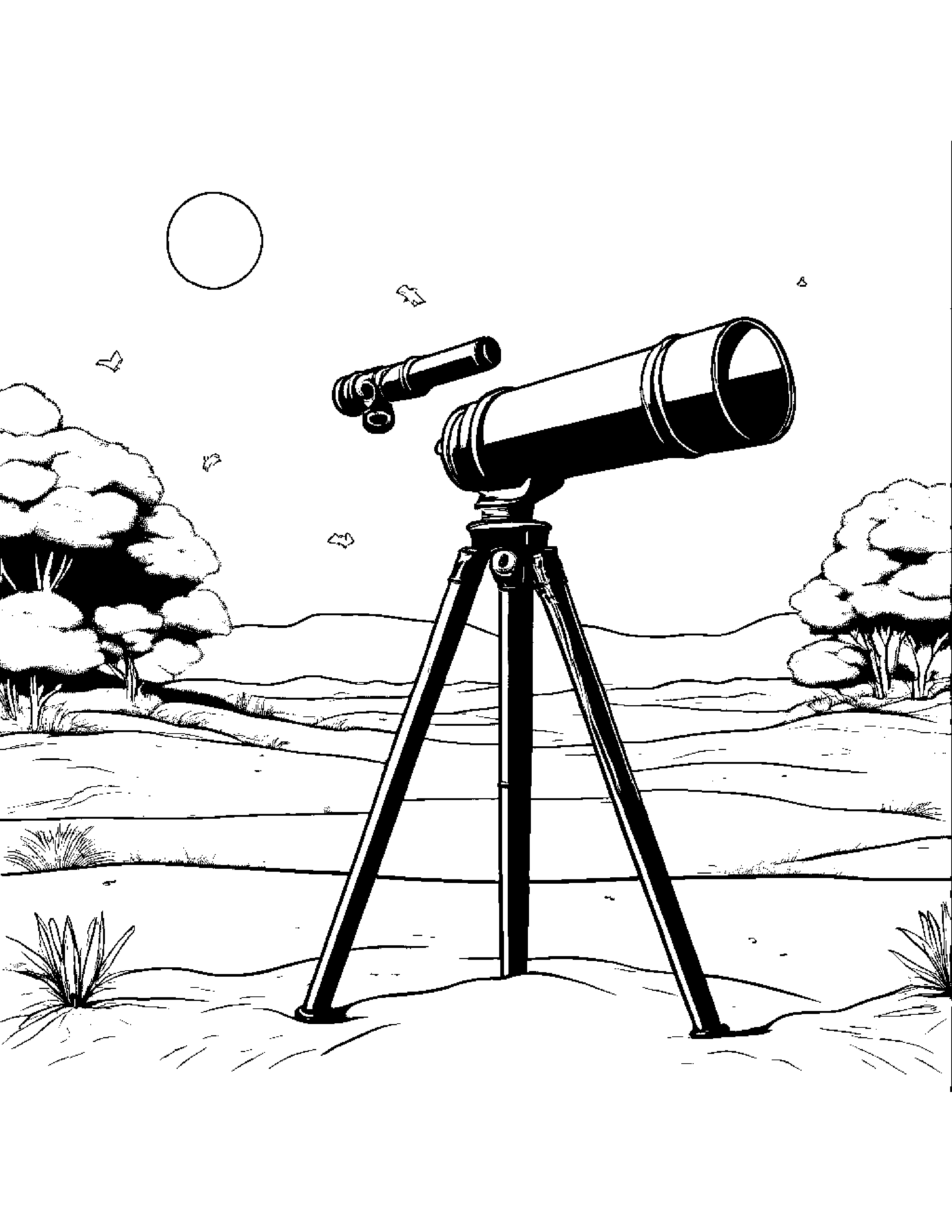 Polite Telescope Beside A Sandbox #3 Coloring Page (Free Printable PDF)