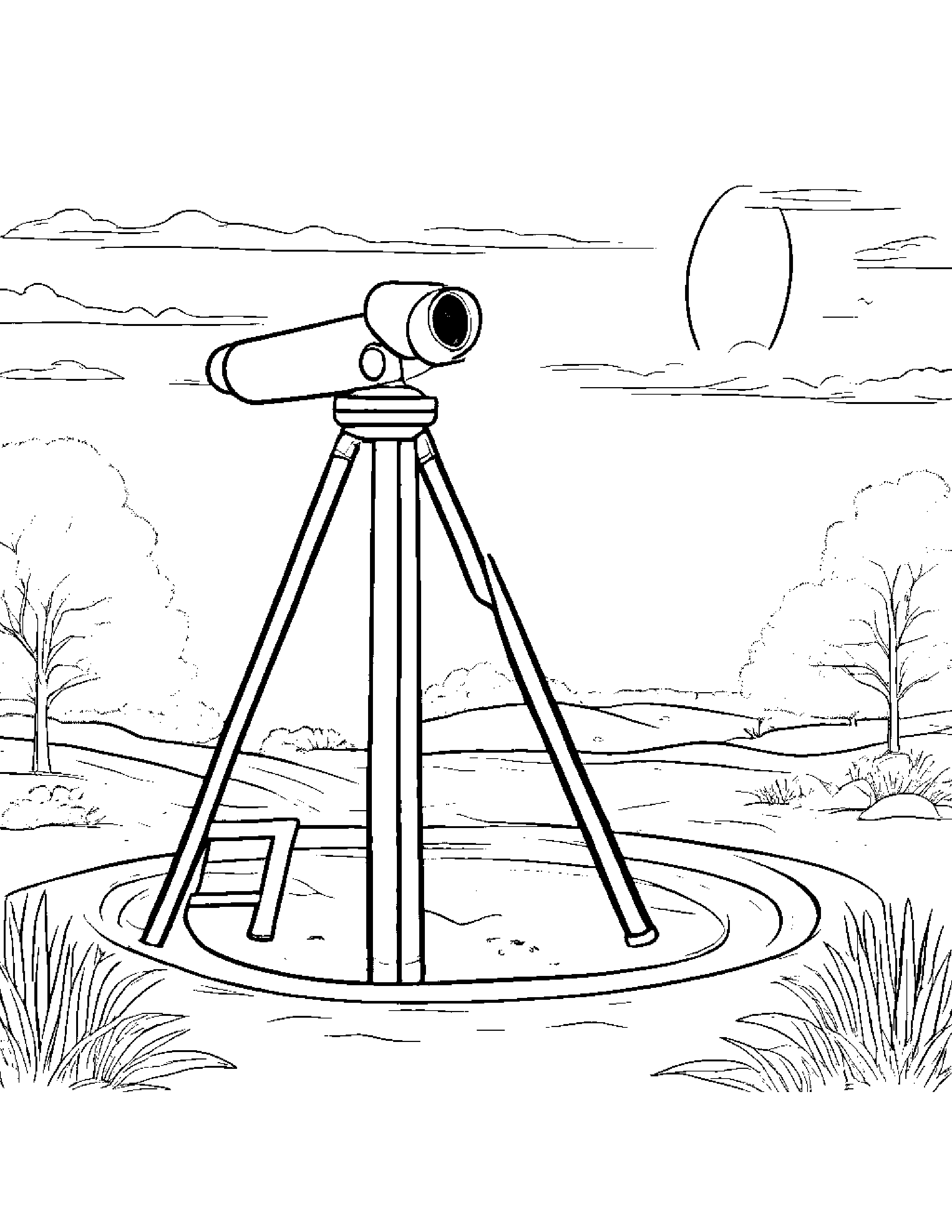 Polite Telescope Beside A Sandbox Coloring Page (Free Printable PDF)