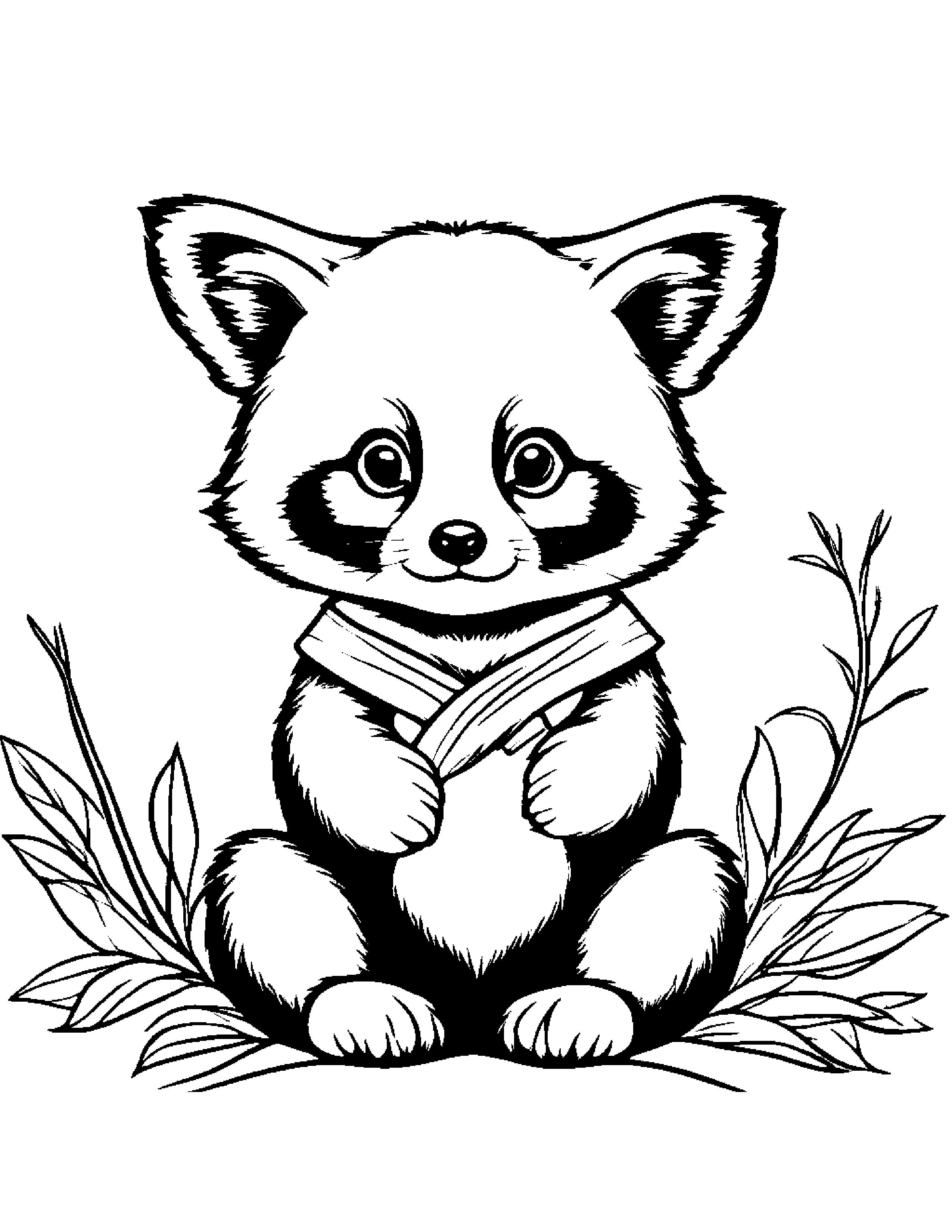 Red Panda With A Ribbon #3 Coloring Page (Free Printable PDF)